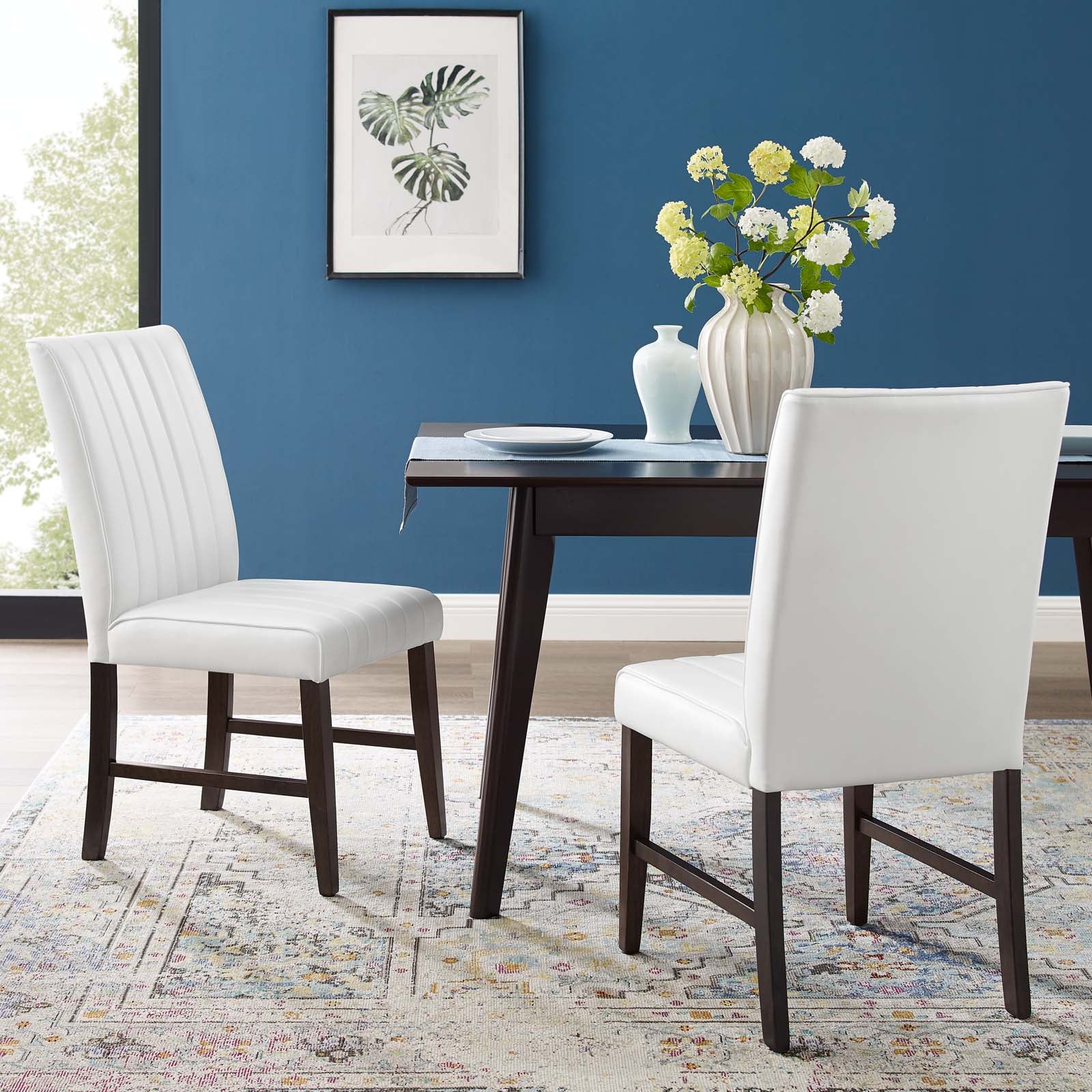 Modway Motivate Channel Tufted Upholstered Faux Leather Dining Chair Set of 2 - EEI-3334 | Dining Chairs | Modishstore-1