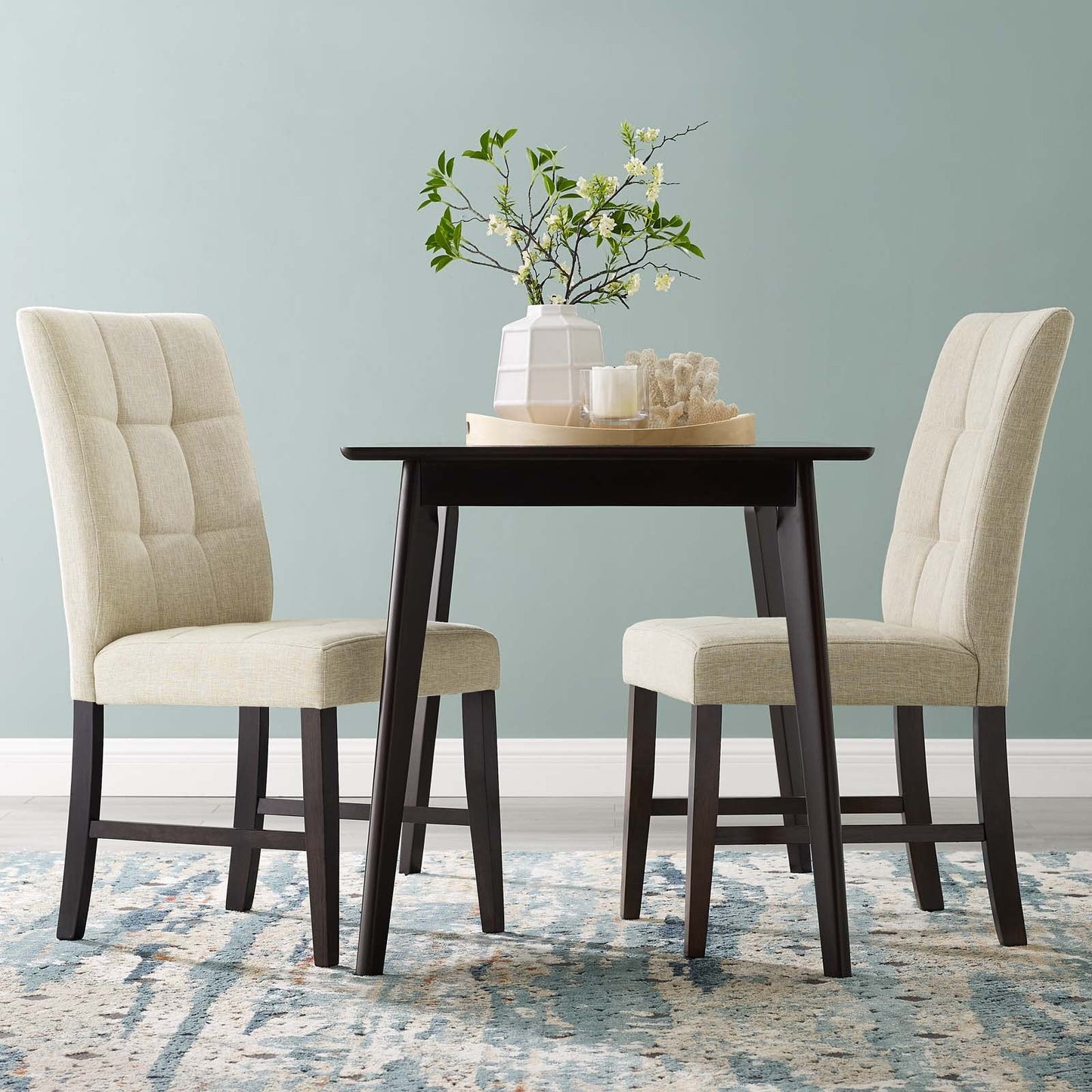 Modway Promulgate Biscuit Tufted Upholstered Fabric Dining Chair Set of 2 | Dining Chairs | Modishstore