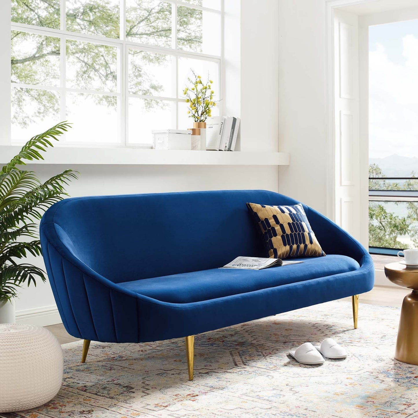 Modway Sublime Vertical Curve Back Performance Velvet Sofa | Sofas | Modishstore-13