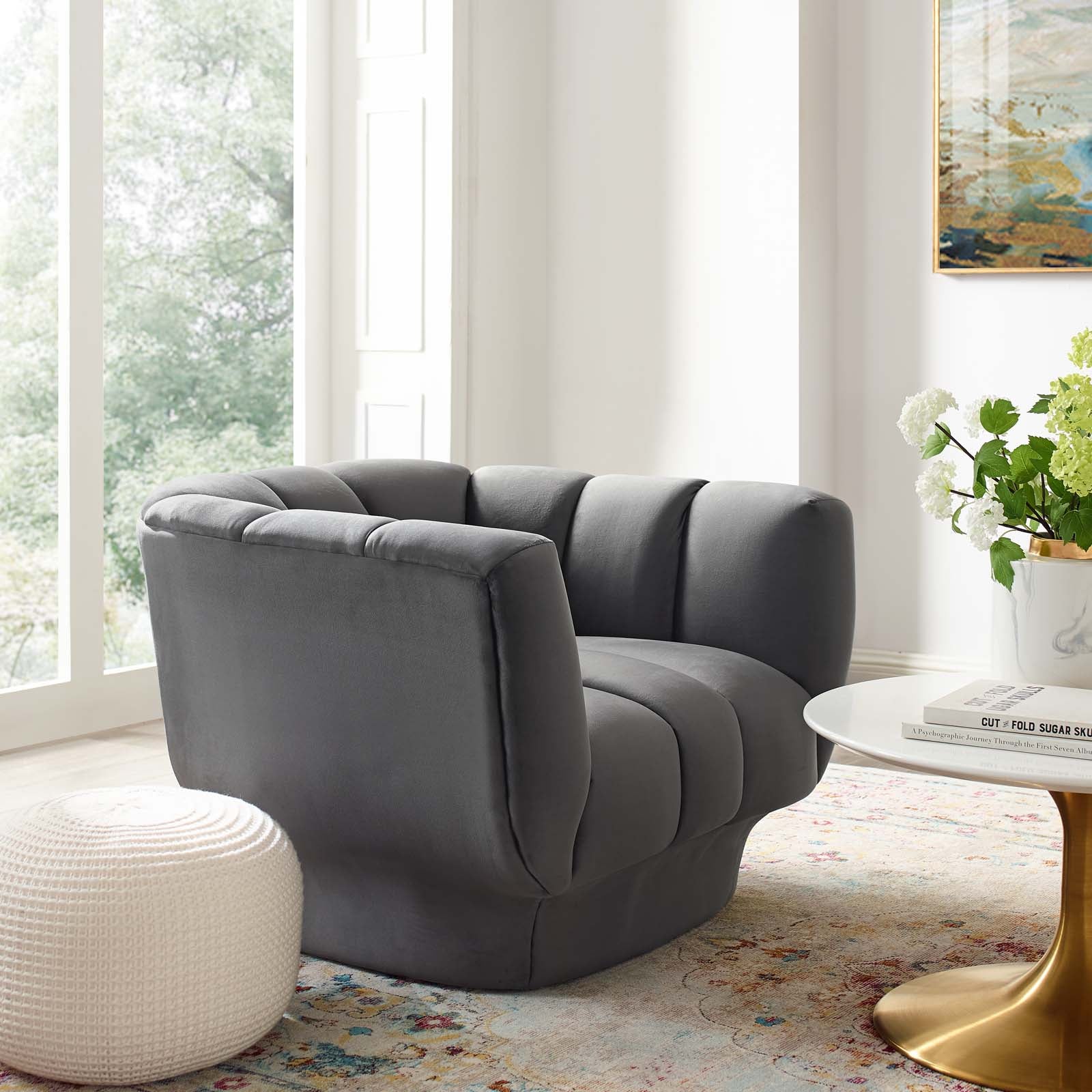 Modway Entertain Vertical Channel Tufted Performance Velvet Armchair | Armchairs | 