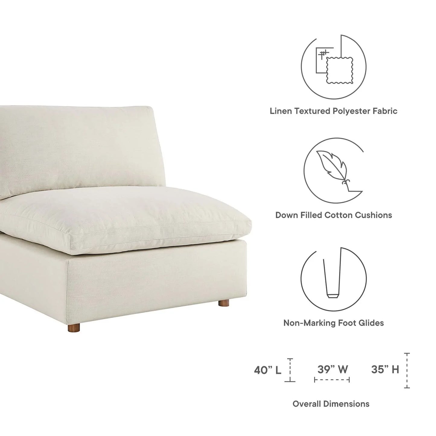 Modway Commix Down Filled Overstuffed 3 Piece Sectional Sofa Set | Sofas | 
