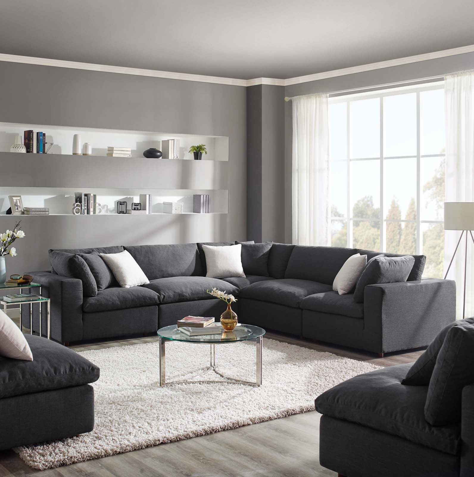 Modway Commix Down Filled Overstuffed 5 Piece Sectional Sofa Set | Sofas | 