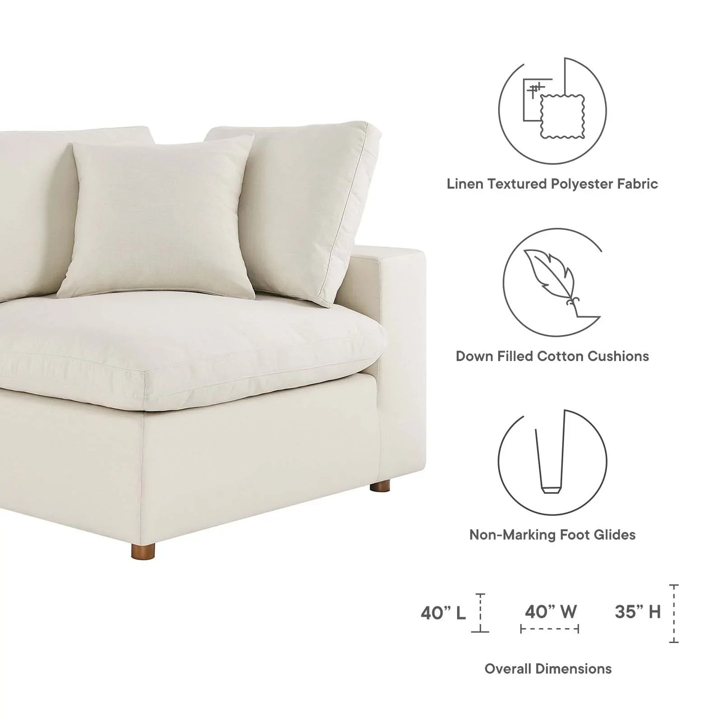 Modway Commix Down Filled Overstuffed 5 Piece Sectional Sofa Set | Sofas | 
