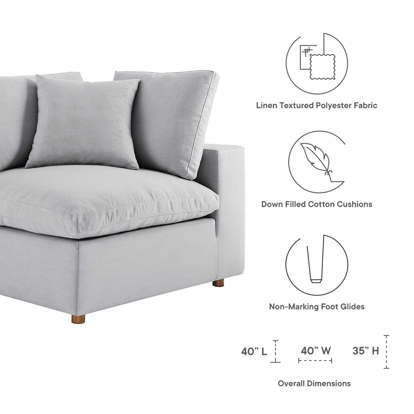 Modway Commix Down Filled Overstuffed 5 Piece Sectional Sofa Set | Sofas | 