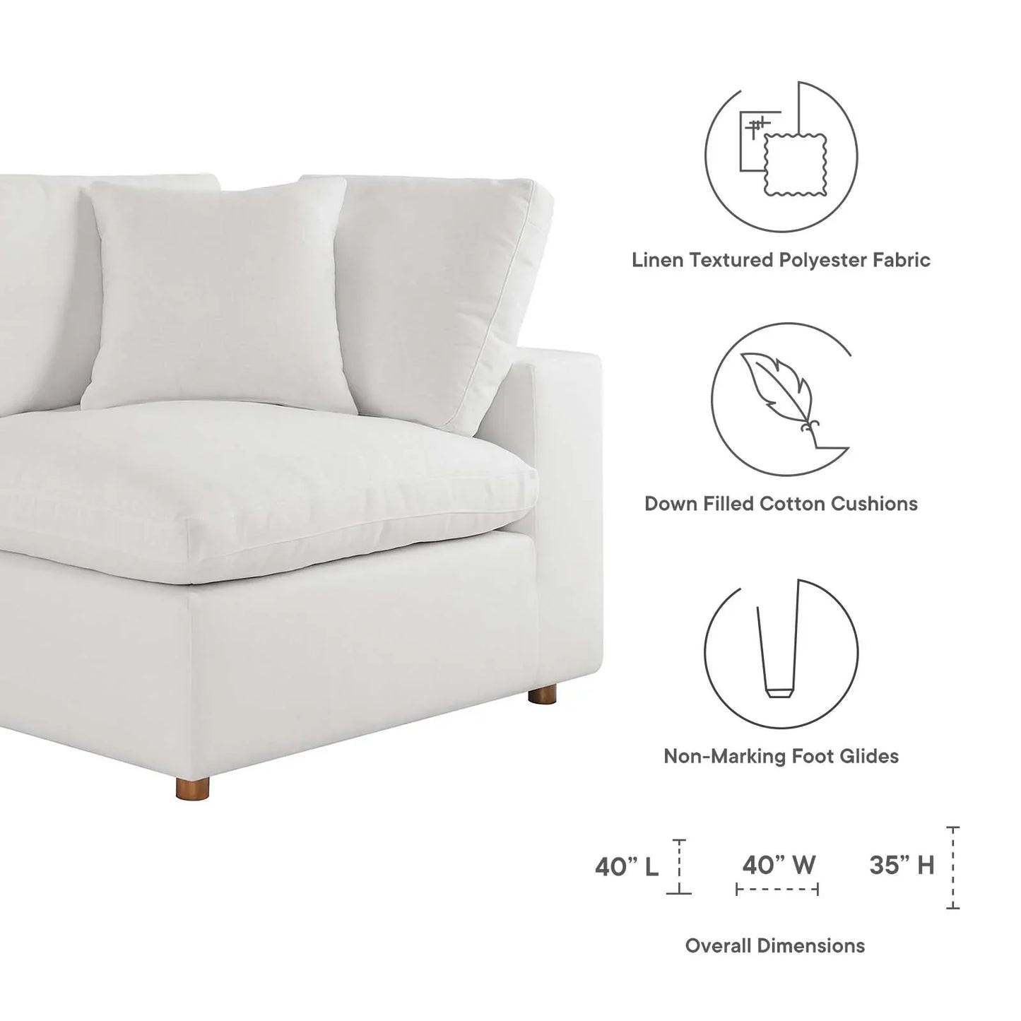 Modway Commix Down Filled Overstuffed 5 Piece Sectional Sofa Set - EEI-3359 | Sofa Set | 