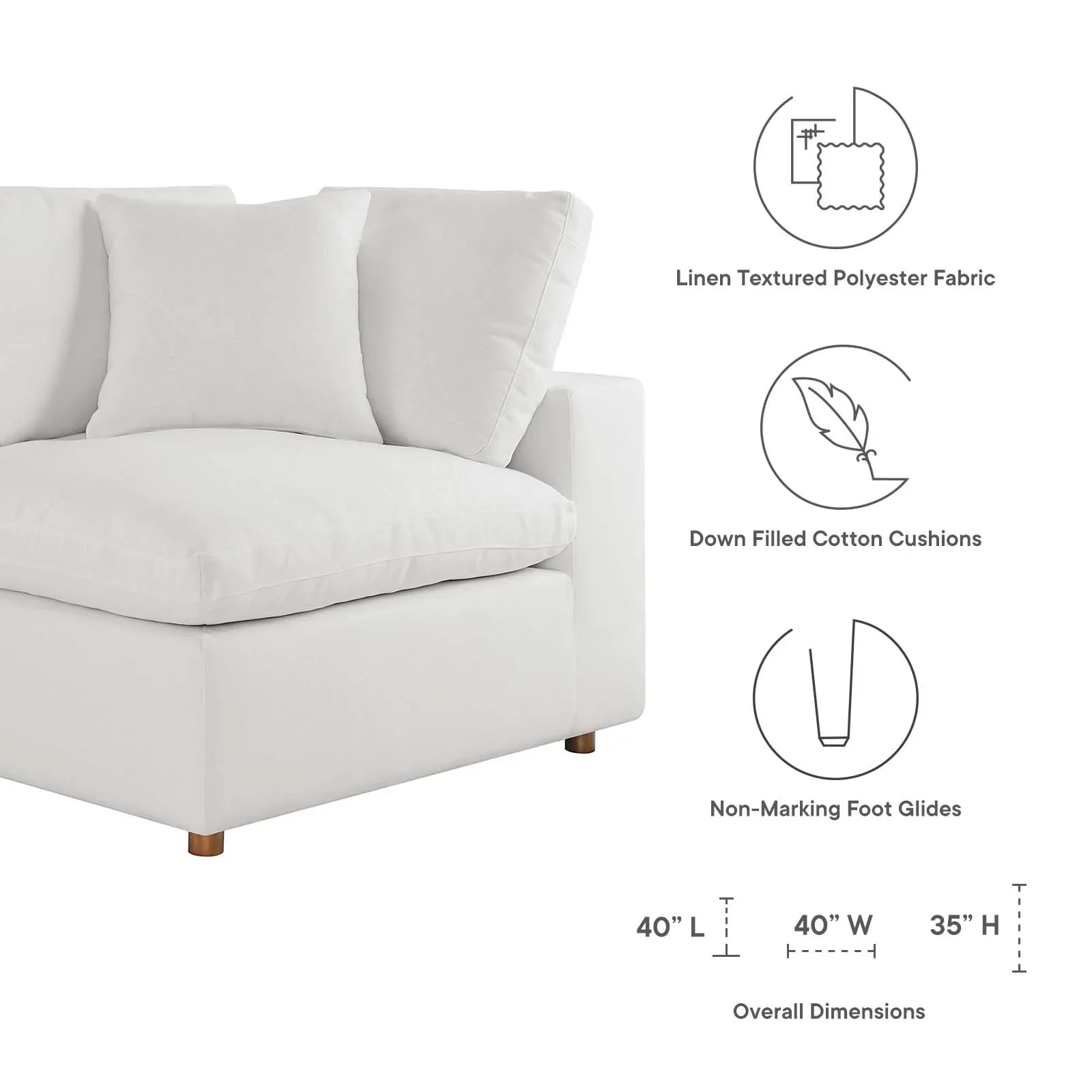 Modway Commix Down Filled Overstuffed 5 Piece Sectional Sofa Set - EEI-3359 | Sofa Set | 