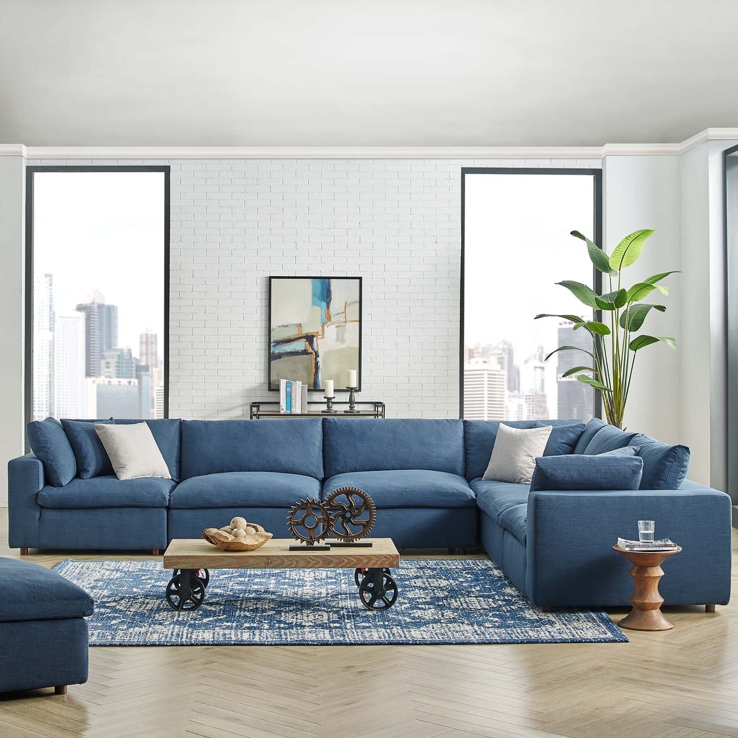 Modway Commix Down Filled Overstuffed 6 Piece Sectional Sofa Set
