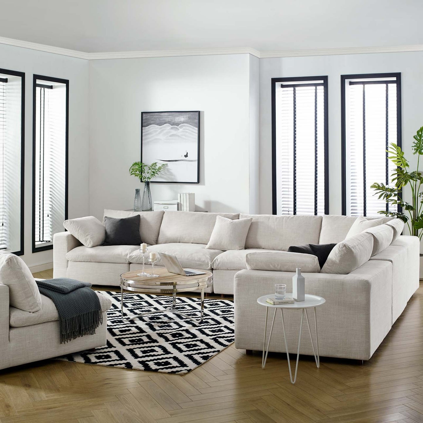 Modway Commix Down Filled Overstuffed 6 Piece Sectional Sofa Set