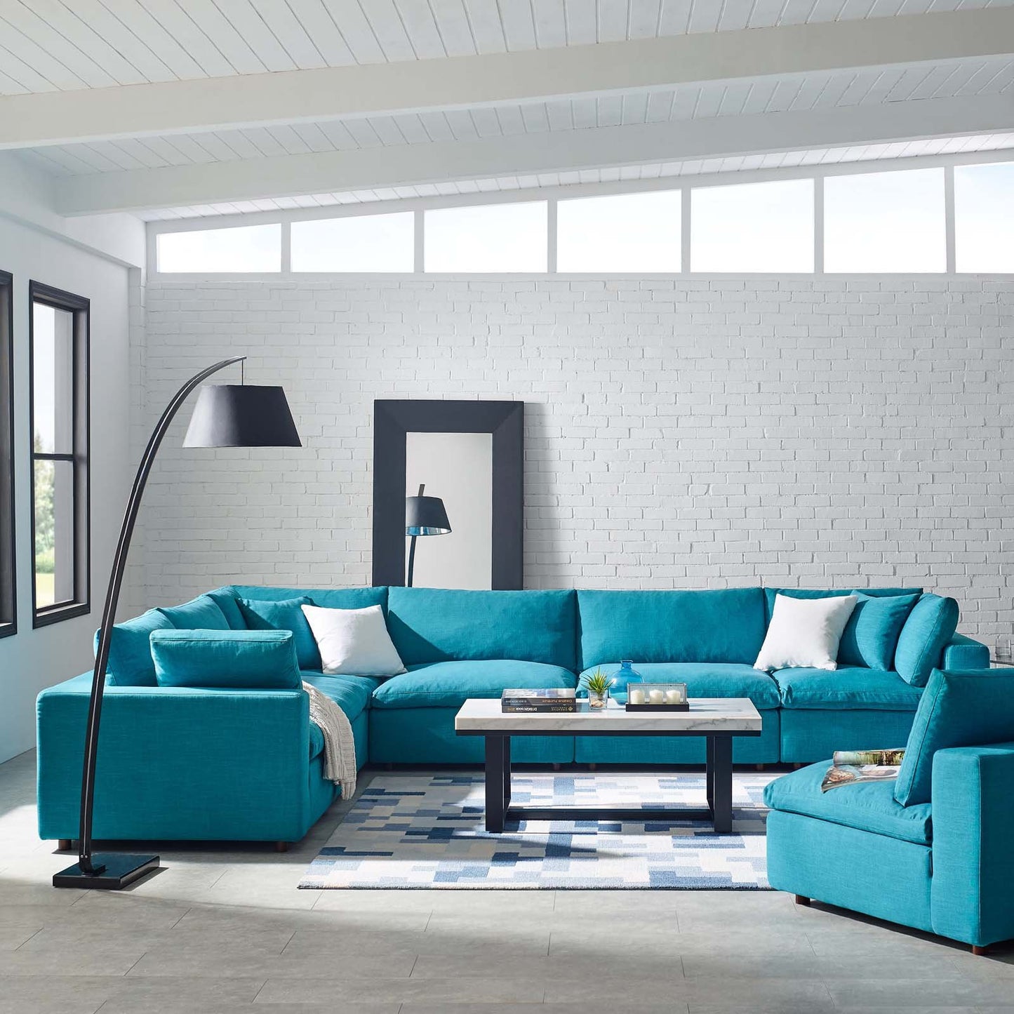 Modway Commix Down Filled Overstuffed 6 Piece Sectional Sofa Set