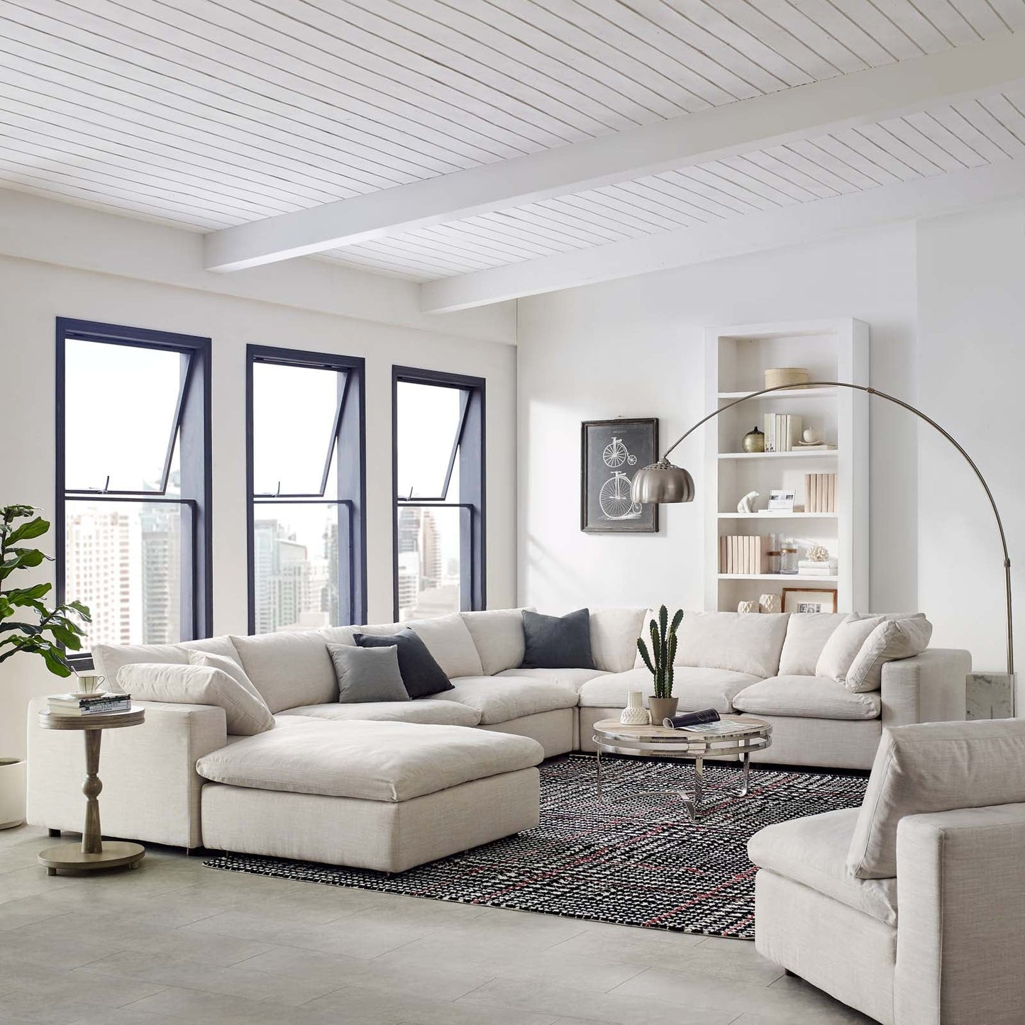 Modway Commix Down Filled Overstuffed 7 Piece Sectional Sofa Set - EEI-3364 | Sofa Set-1