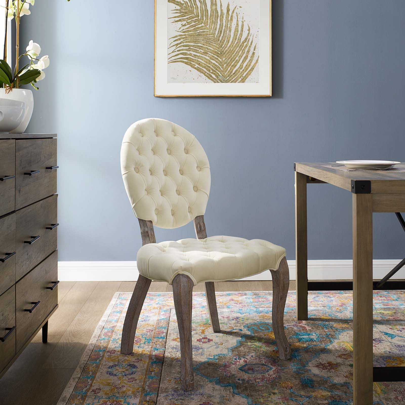 Modway Exhibit French Vintage Dining Performance Velvet Side Chair | Dining Chairs | 