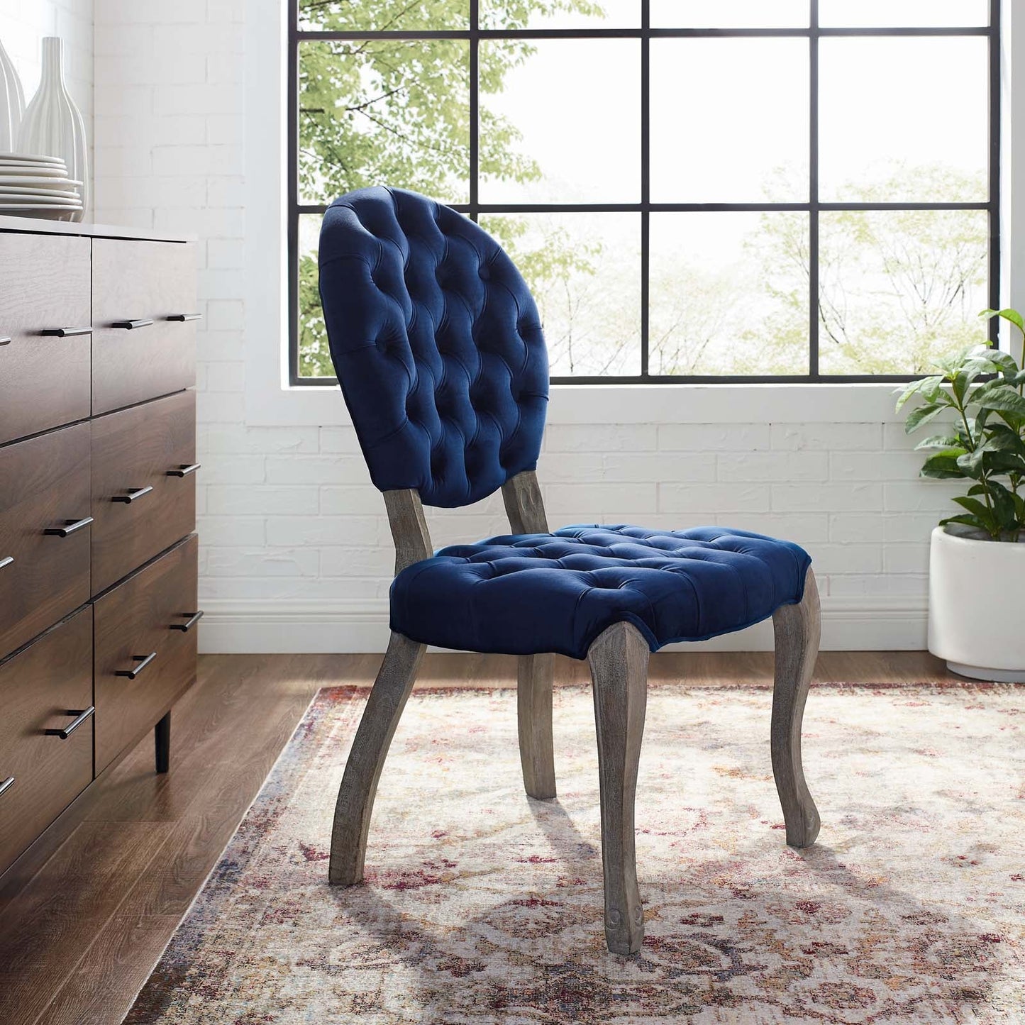 Modway Exhibit French Vintage Dining Performance Velvet Side Chair | Dining Chairs | 