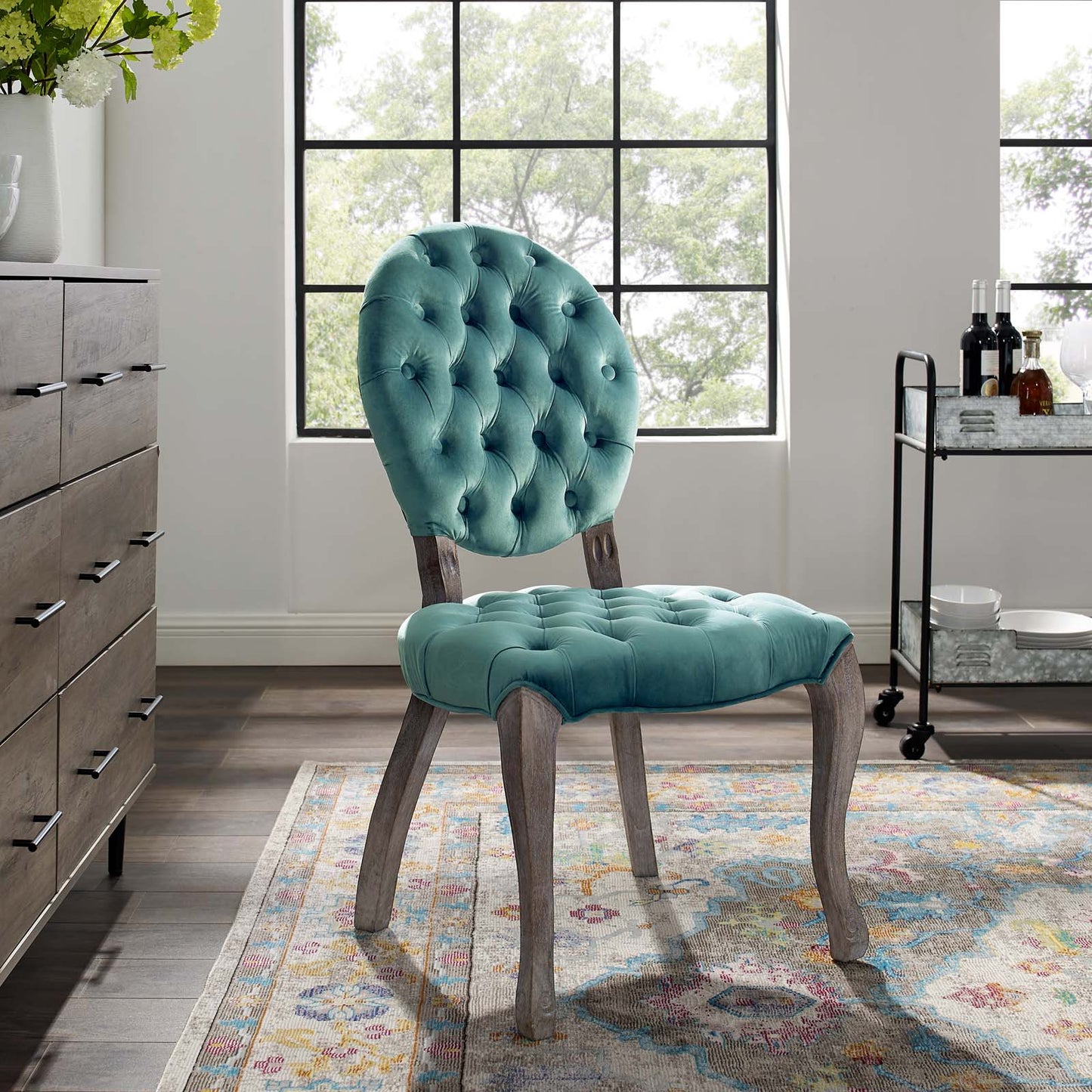 Modway Exhibit French Vintage Dining Performance Velvet Side Chair | Dining Chairs | 