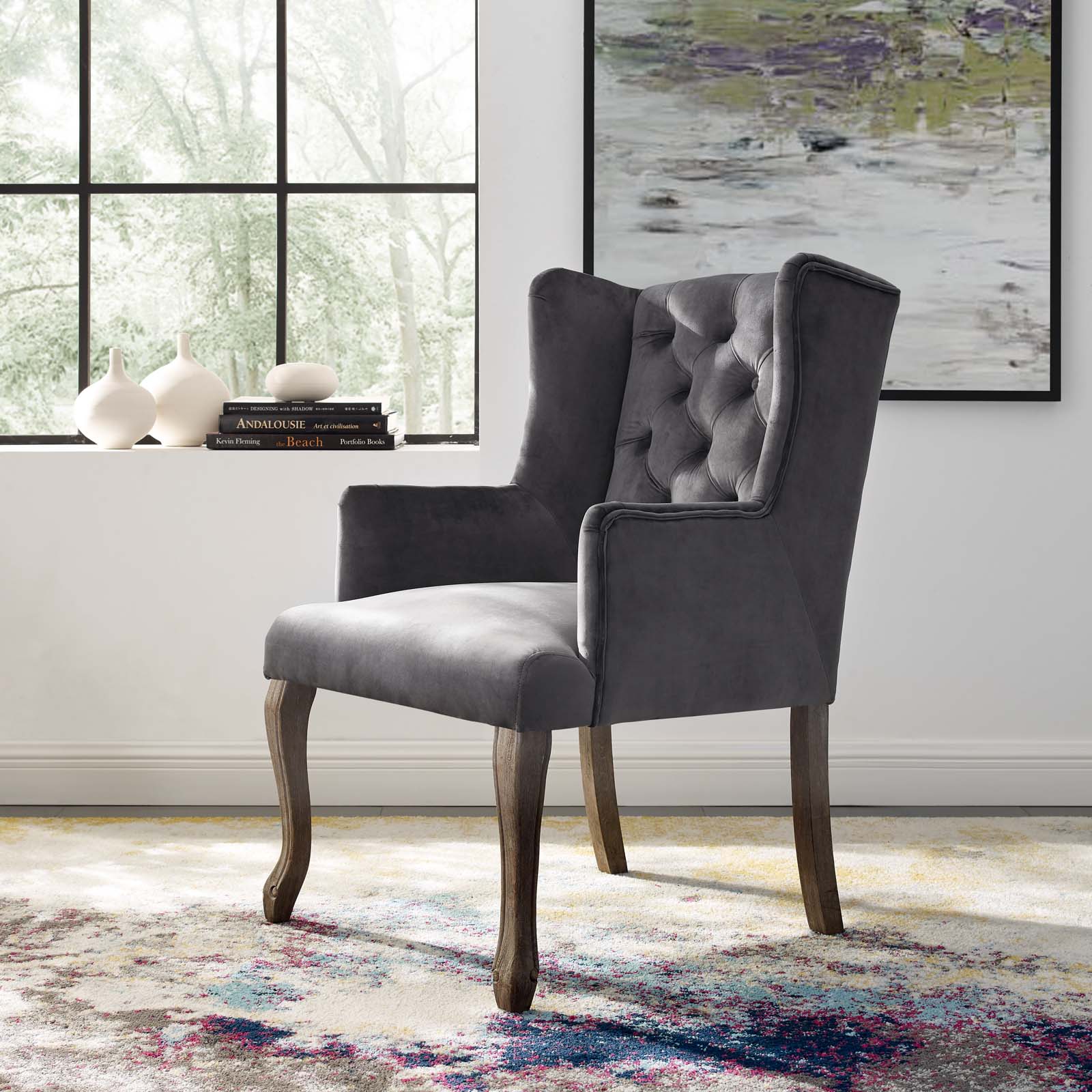 Modway Realm French Vintage Dining Performance Velvet Armchair | Armchairs | Modishstore-16