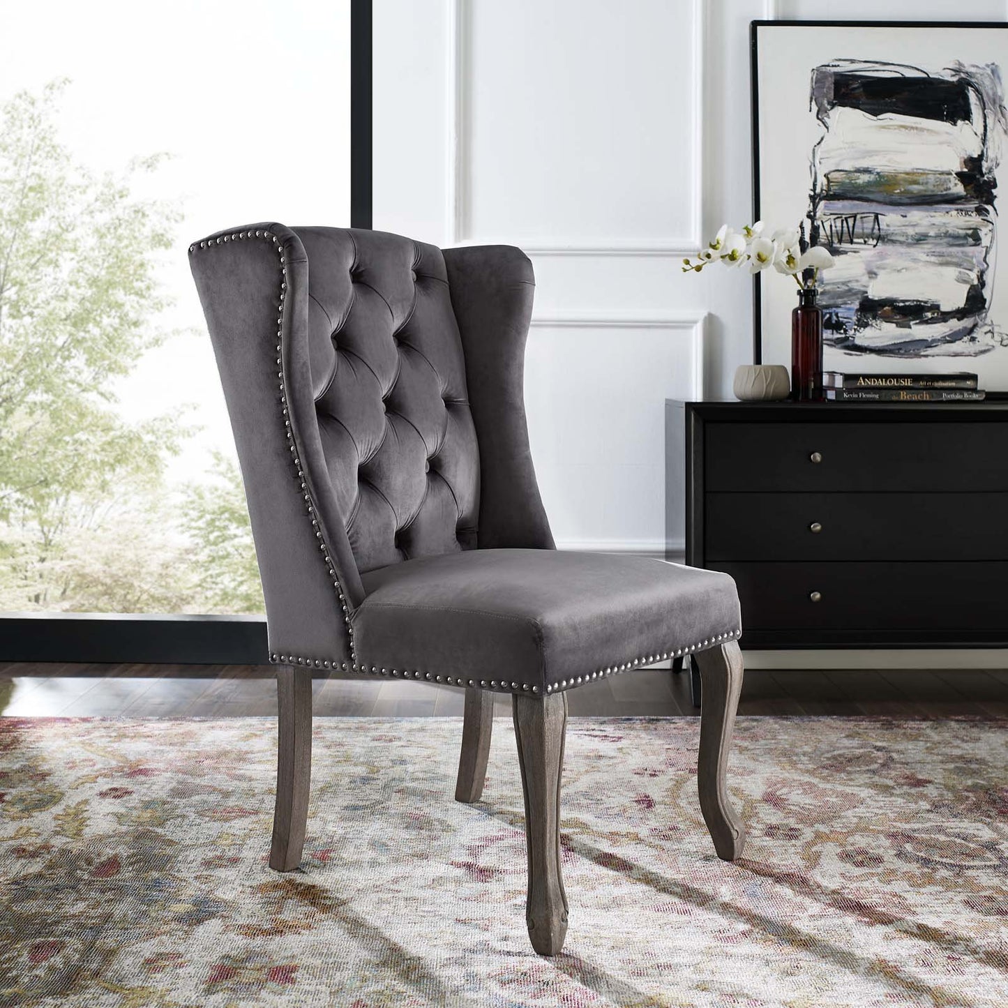 Modway Apprise French Vintage Dining Performance Velvet Side Chair