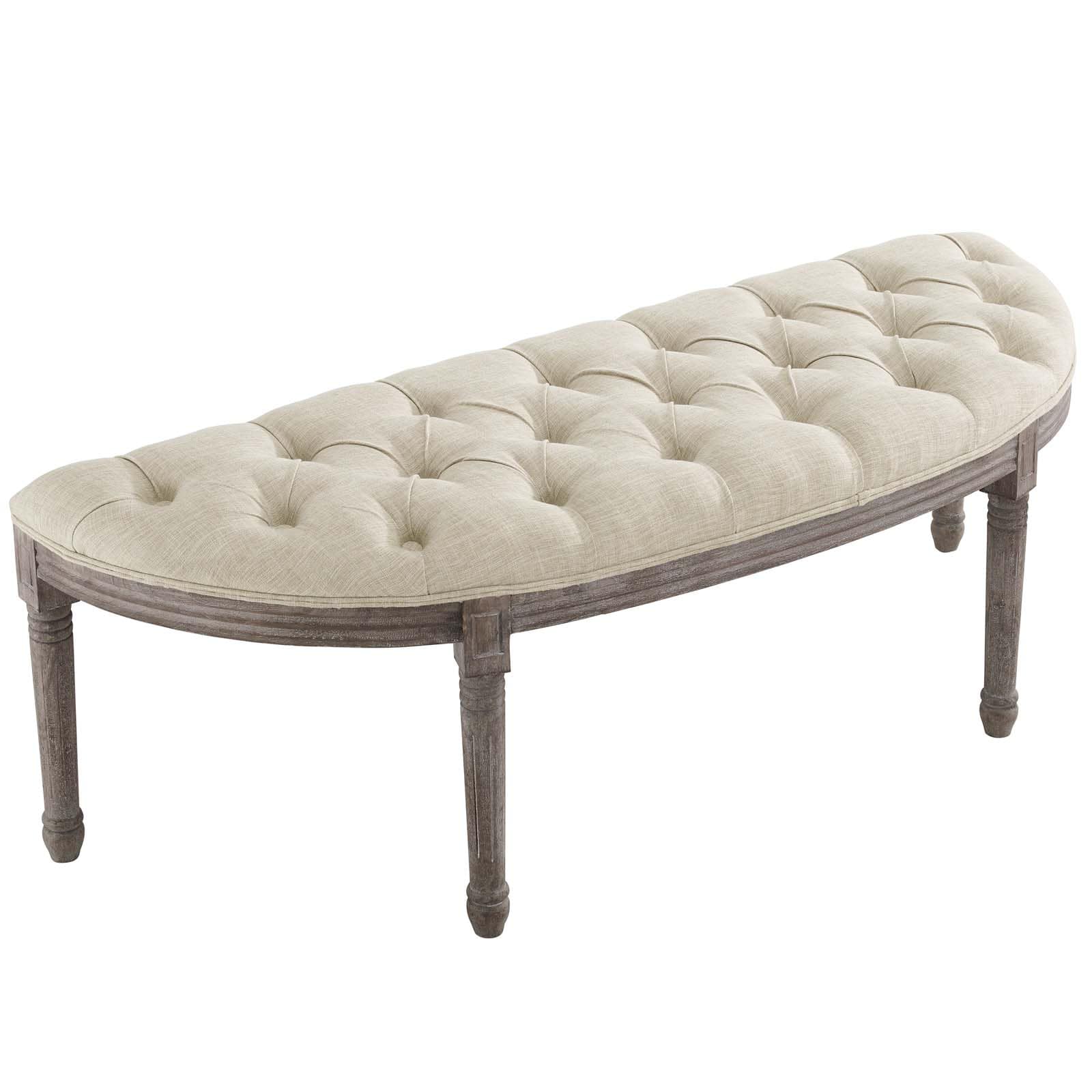 Modway Esteem Vintage French Upholstered Fabric Semi-Circle Bench | Stools & Benches | 
