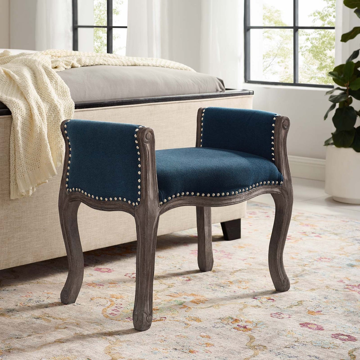 Modway Avail Vintage French Upholstered Fabric Bench