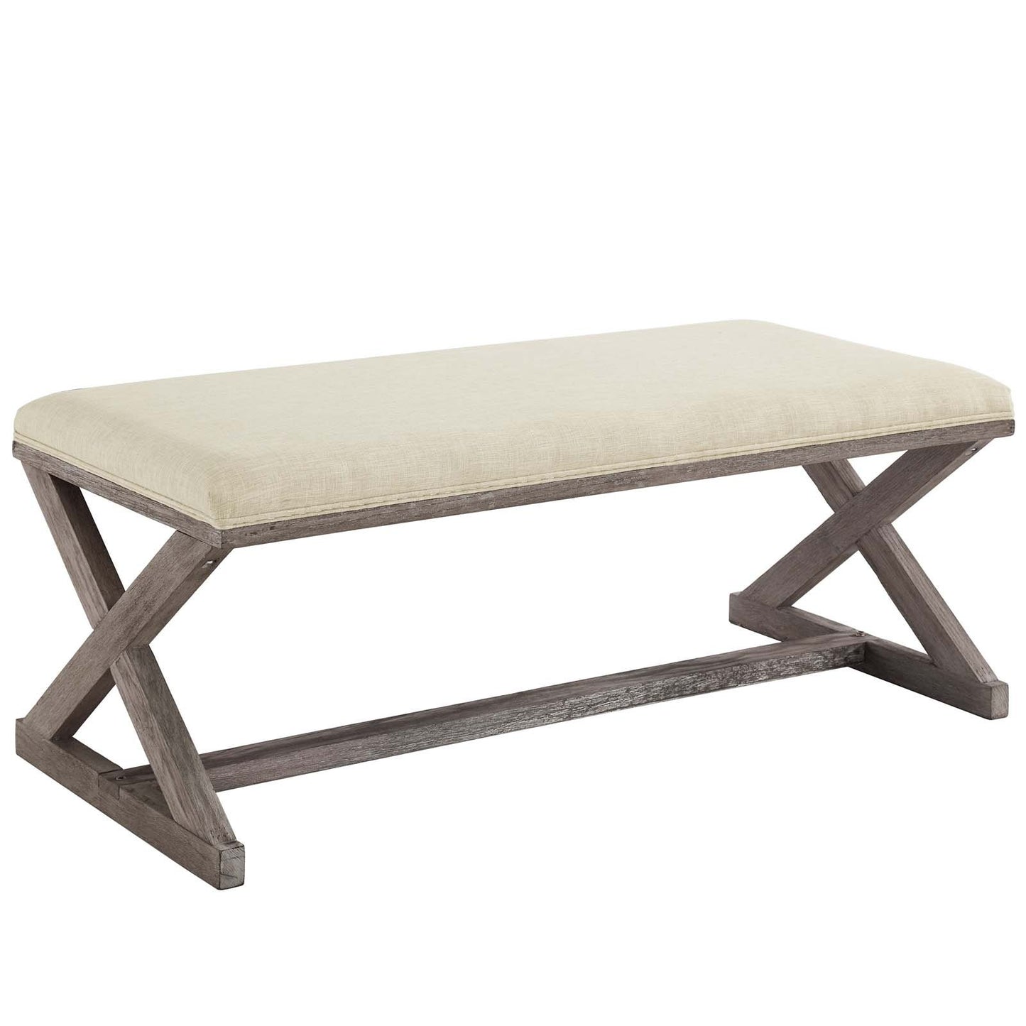 Modway Province Vintage French X-Brace Upholstered Fabric Bench