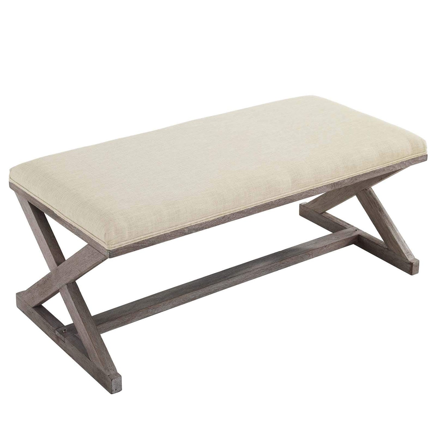 Modway Province Vintage French X-Brace Upholstered Fabric Bench