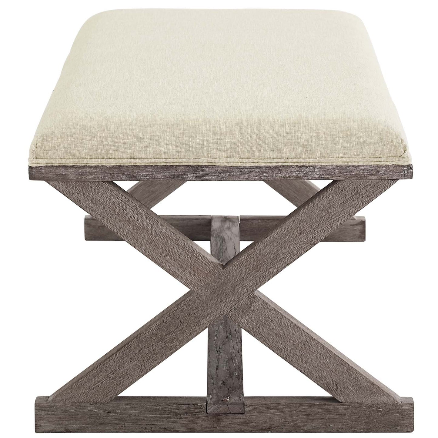 Modway Province Vintage French X-Brace Upholstered Fabric Bench