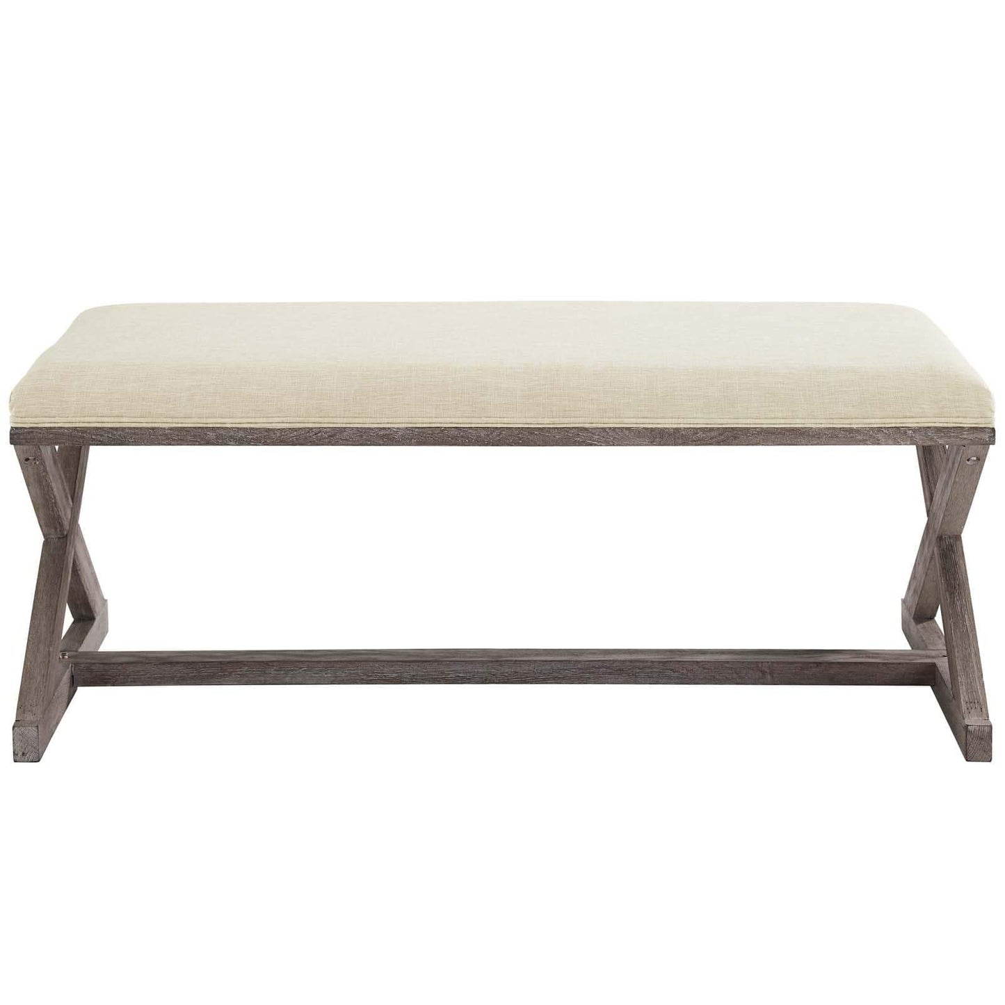 Modway Province Vintage French X-Brace Upholstered Fabric Bench