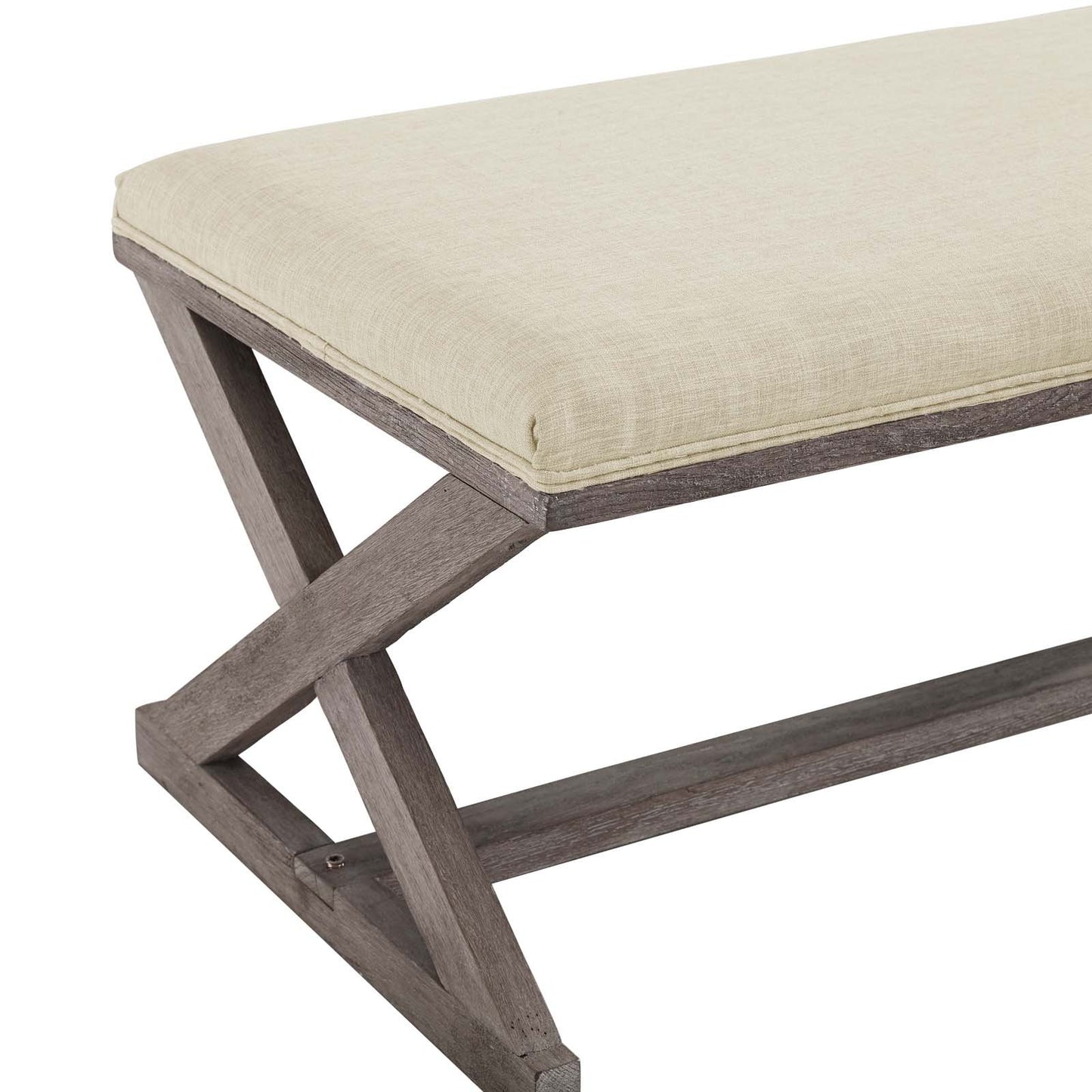 Modway Province Vintage French X-Brace Upholstered Fabric Bench
