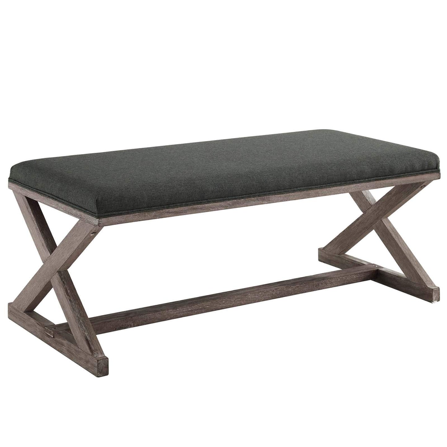 Modway Province Vintage French X-Brace Upholstered Fabric Bench