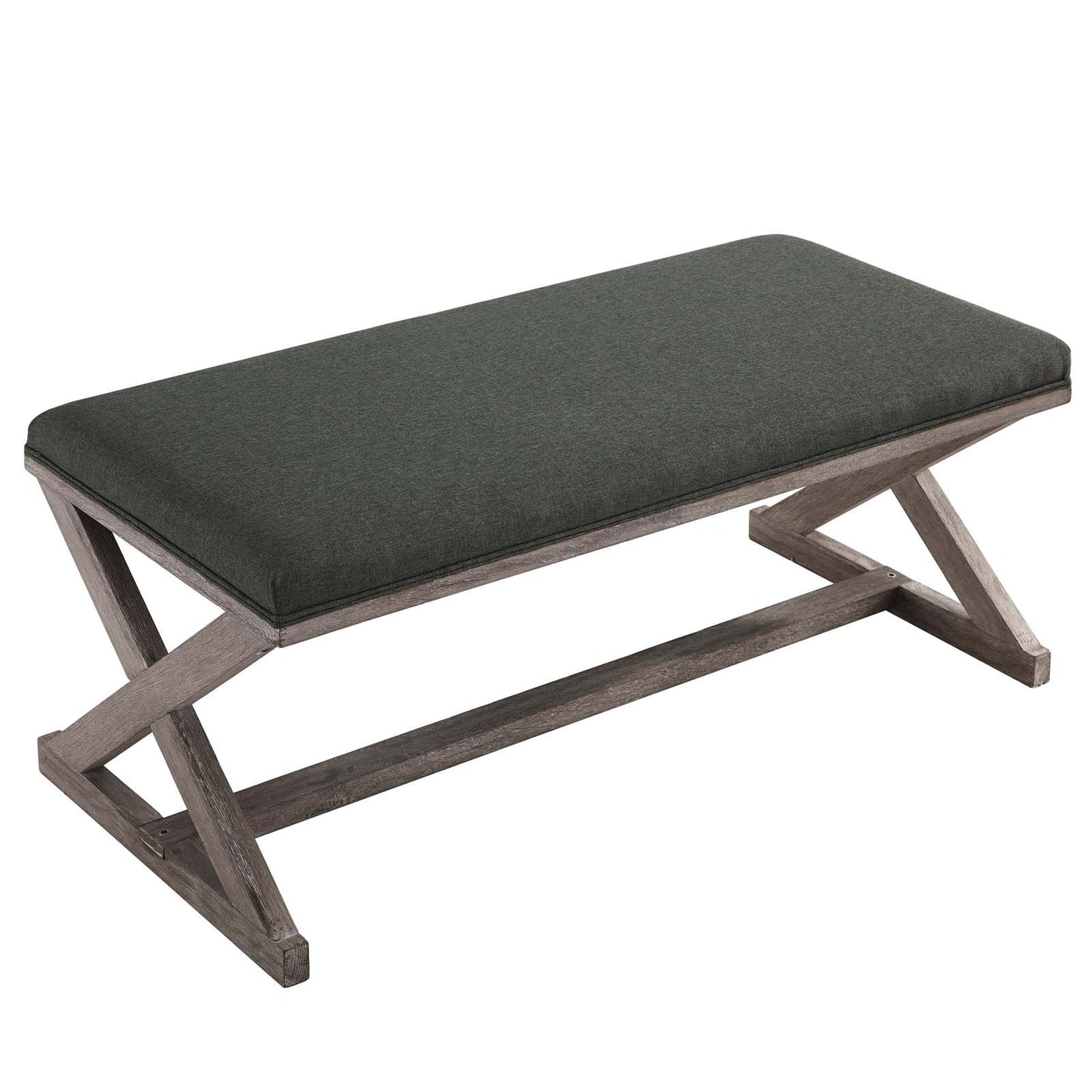 Modway Province Vintage French X-Brace Upholstered Fabric Bench