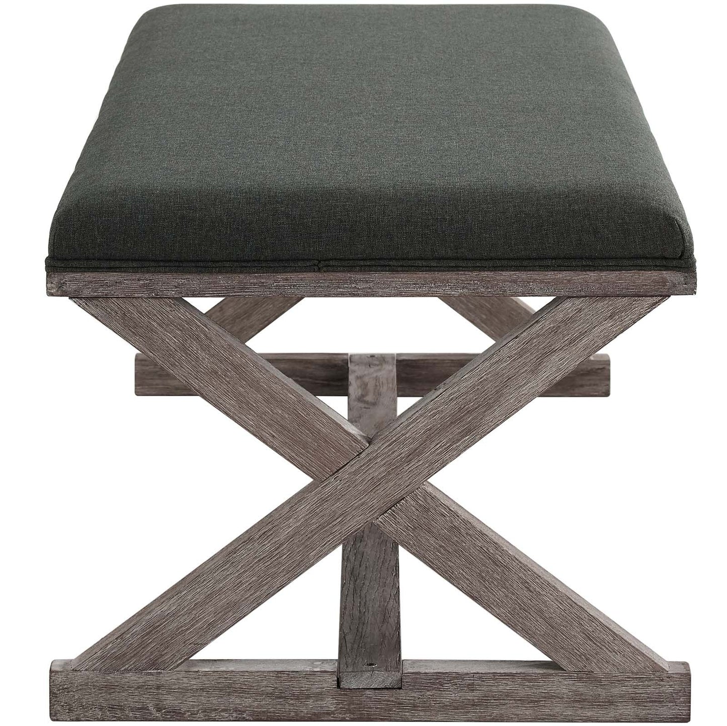 Modway Province Vintage French X-Brace Upholstered Fabric Bench