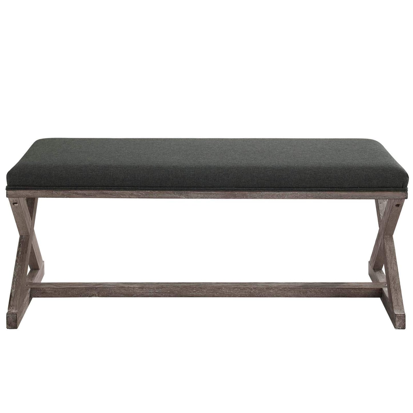 Modway Province Vintage French X-Brace Upholstered Fabric Bench