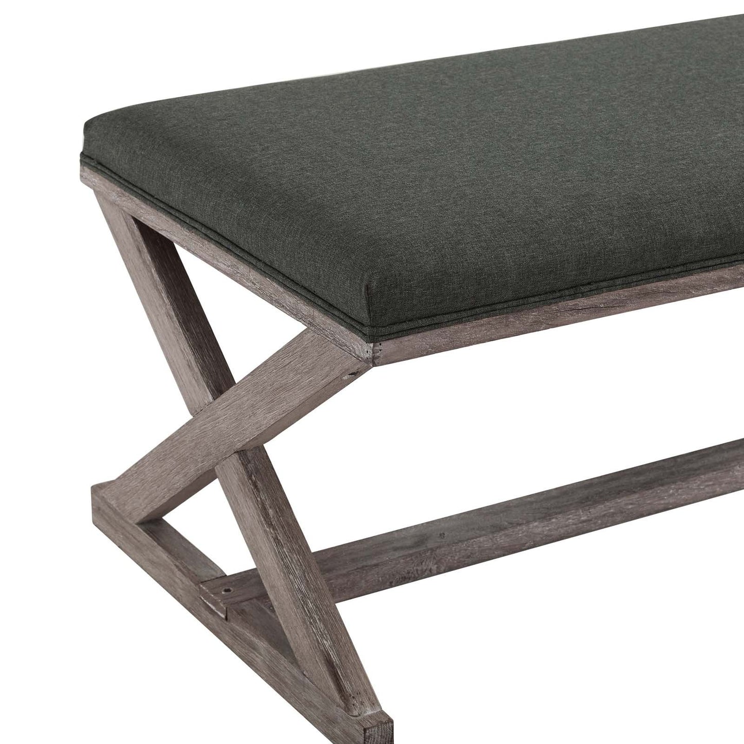 Modway Province Vintage French X-Brace Upholstered Fabric Bench