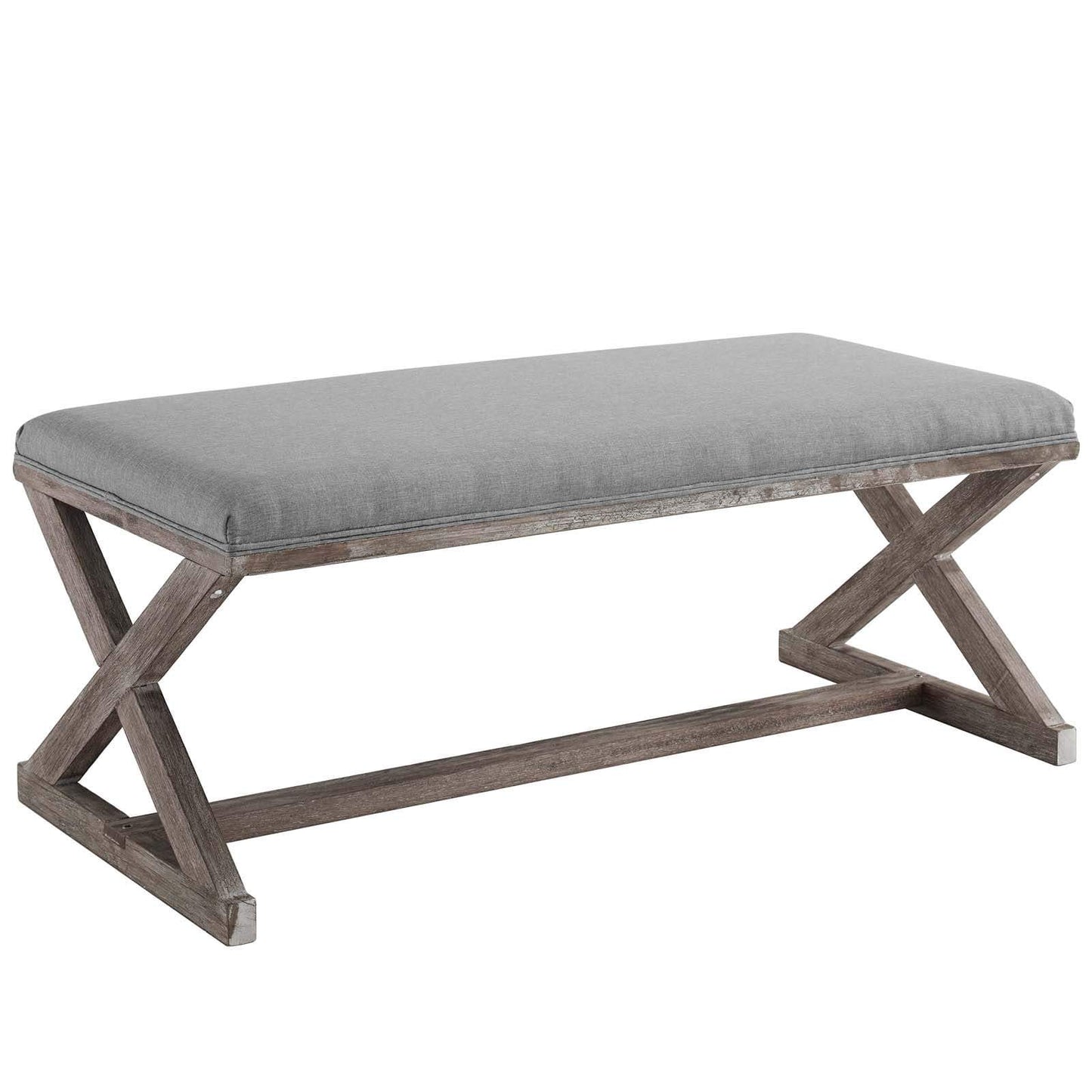 Modway Province Vintage French X-Brace Upholstered Fabric Bench