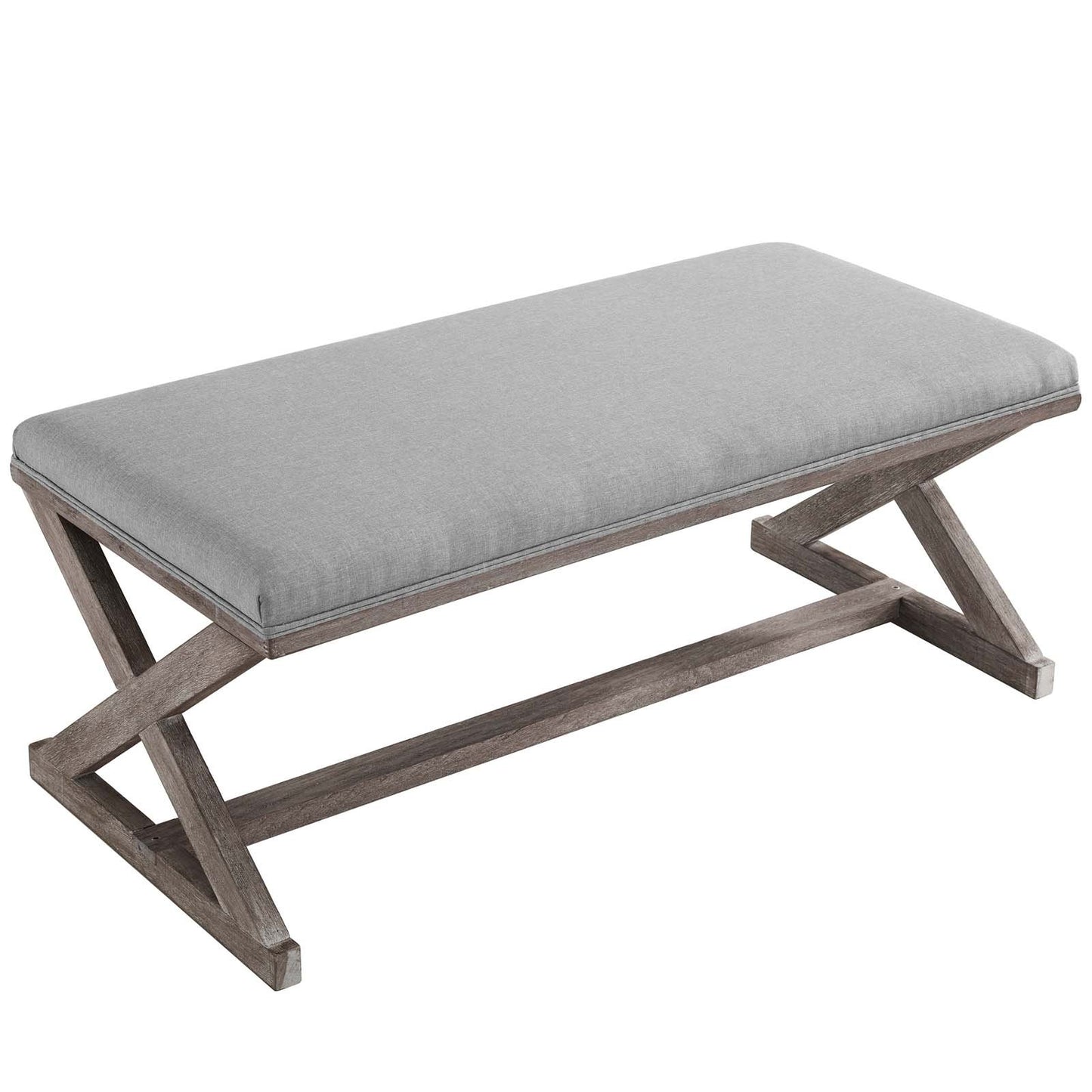 Modway Province Vintage French X-Brace Upholstered Fabric Bench