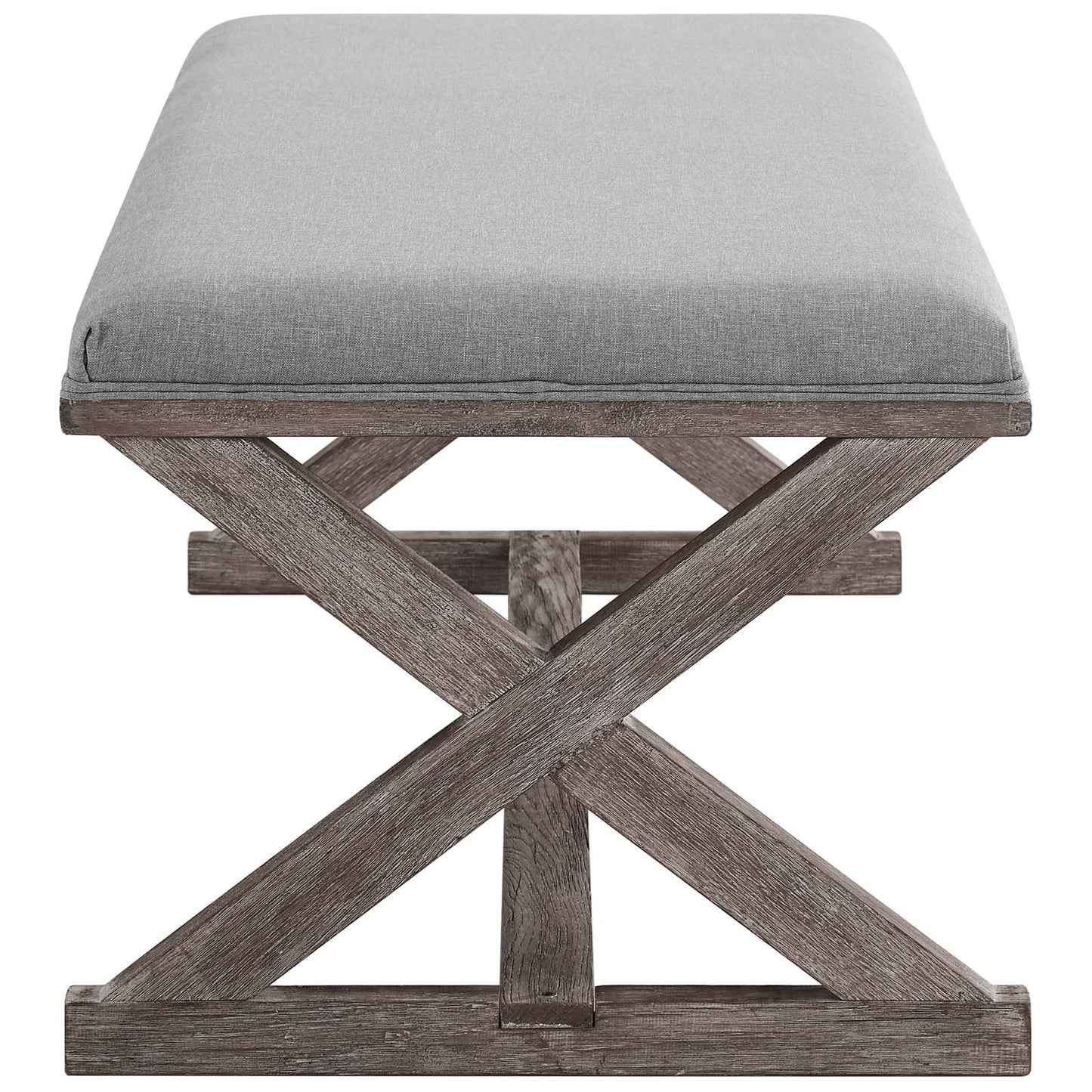 Modway Province Vintage French X-Brace Upholstered Fabric Bench