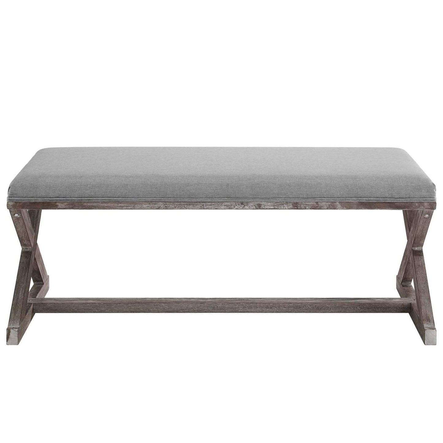 Modway Province Vintage French X-Brace Upholstered Fabric Bench