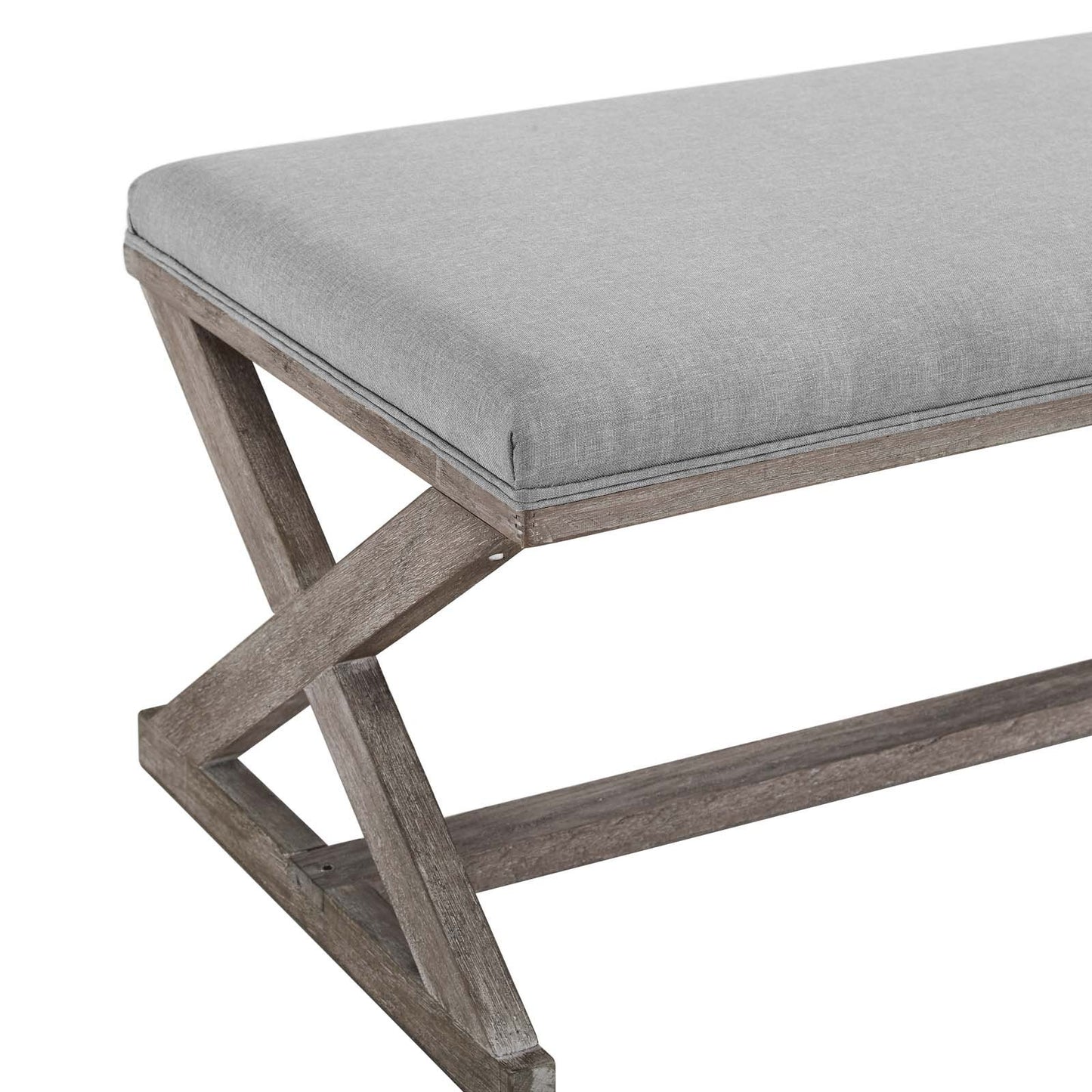 Modway Province Vintage French X-Brace Upholstered Fabric Bench