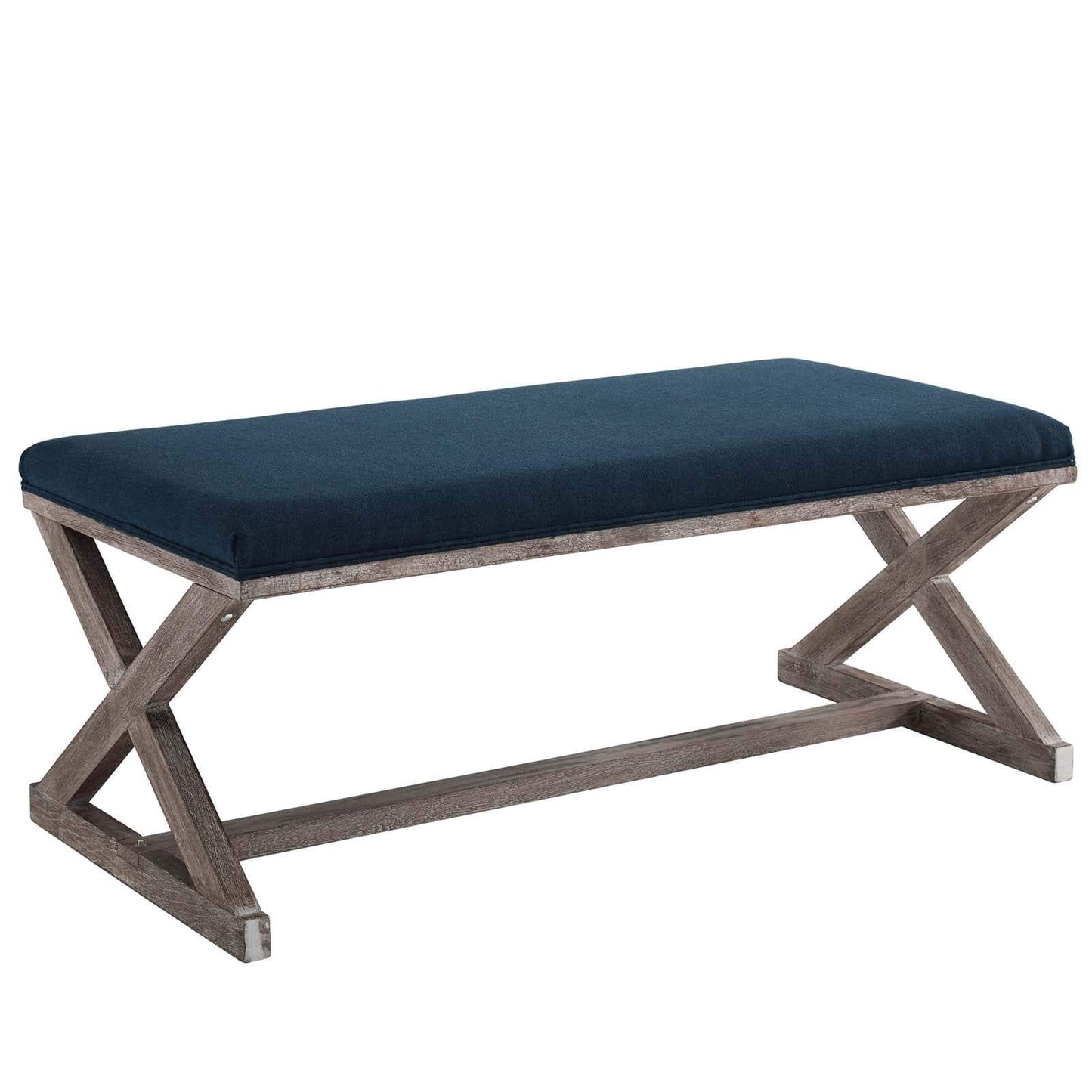 Modway Province Vintage French X-Brace Upholstered Fabric Bench