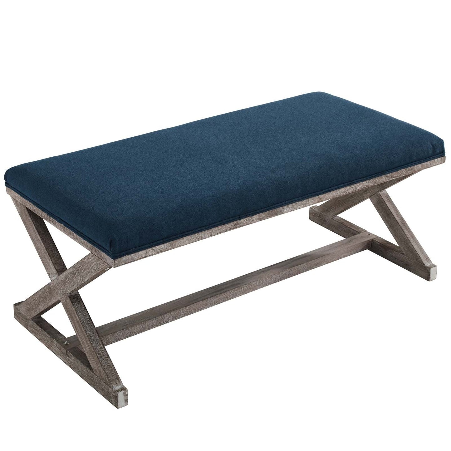 Modway Province Vintage French X-Brace Upholstered Fabric Bench