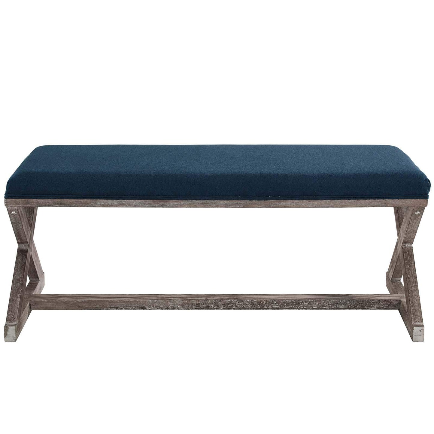 Modway Province Vintage French X-Brace Upholstered Fabric Bench
