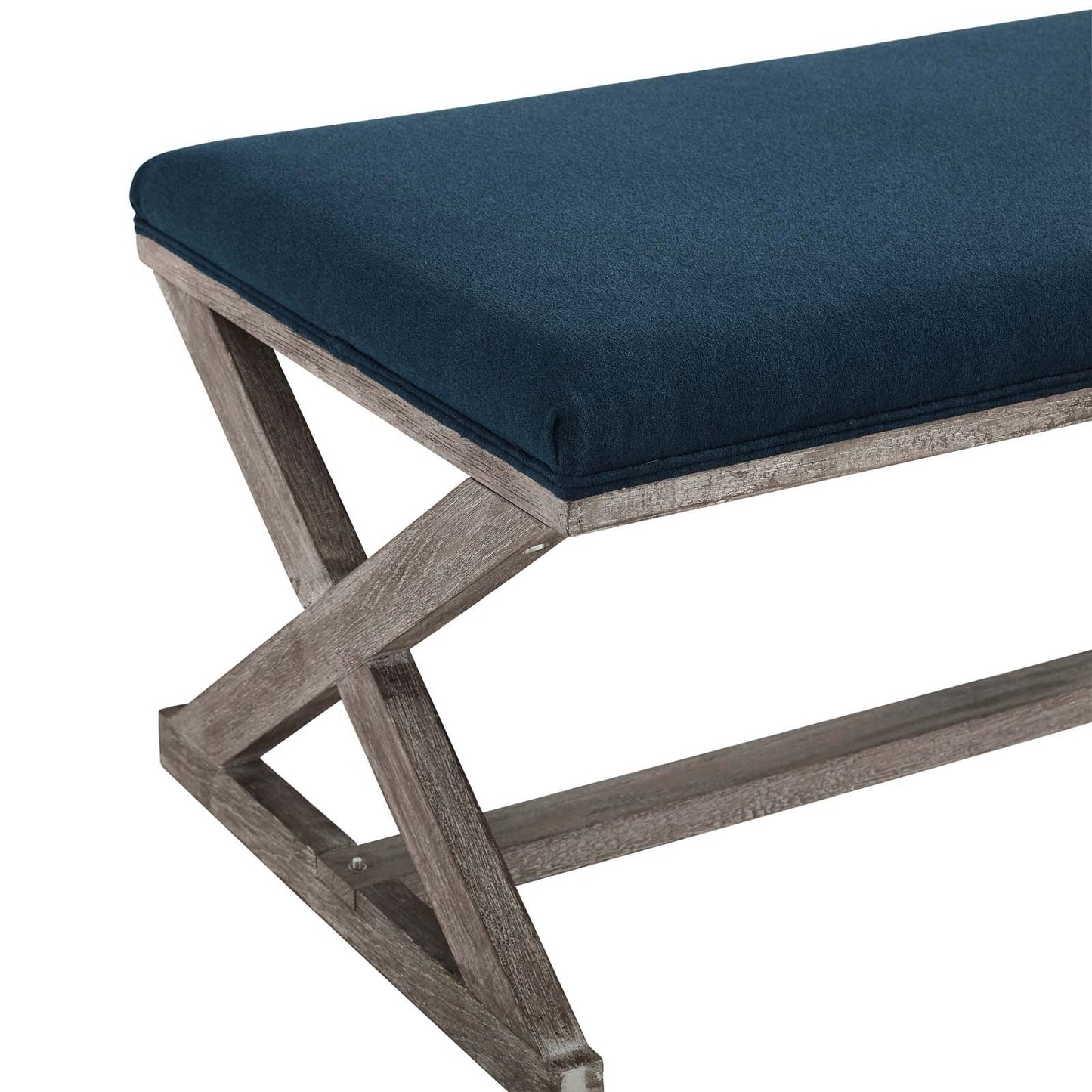 Modway Province Vintage French X-Brace Upholstered Fabric Bench