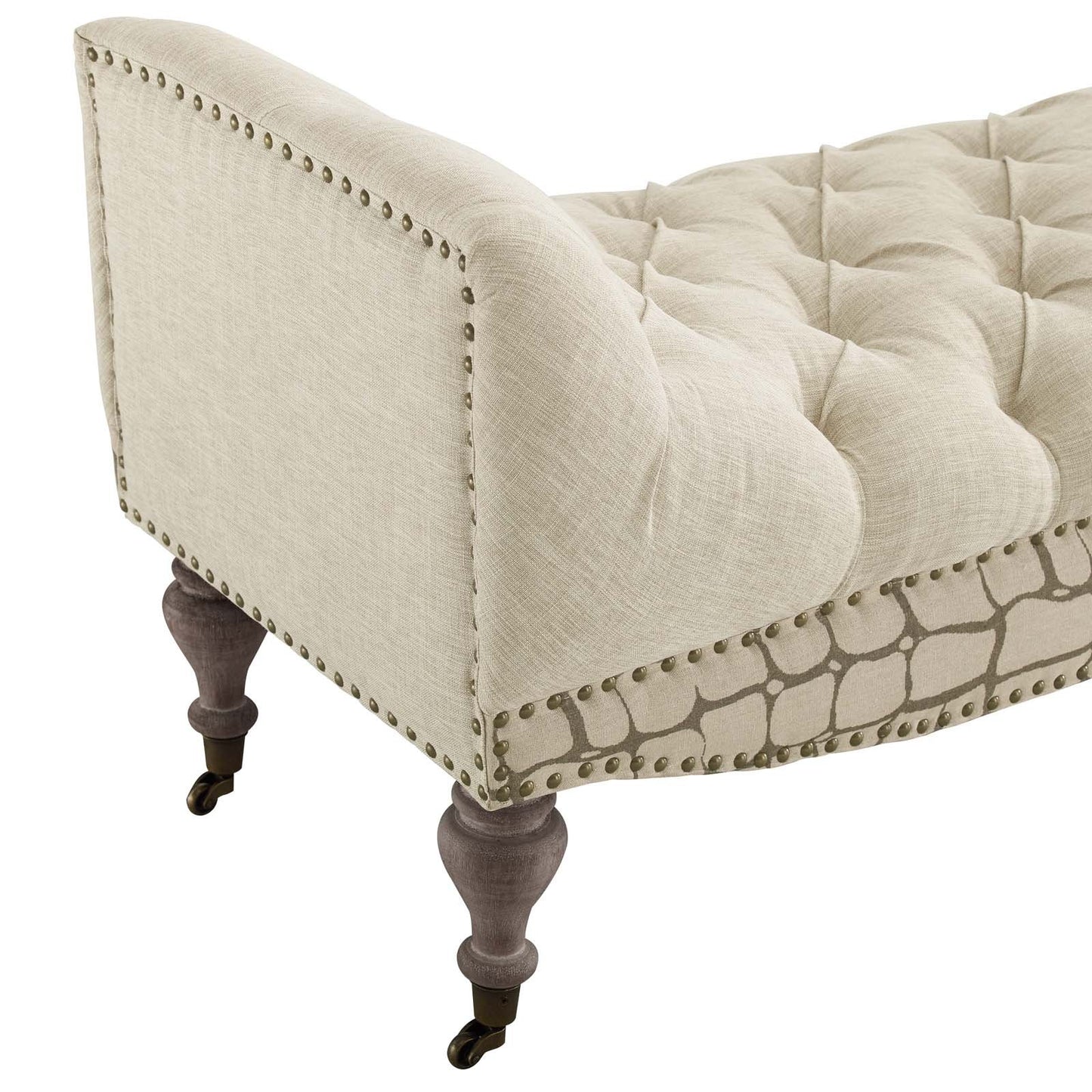 Modway Roland Vintage French Upholstered Fabric Bench