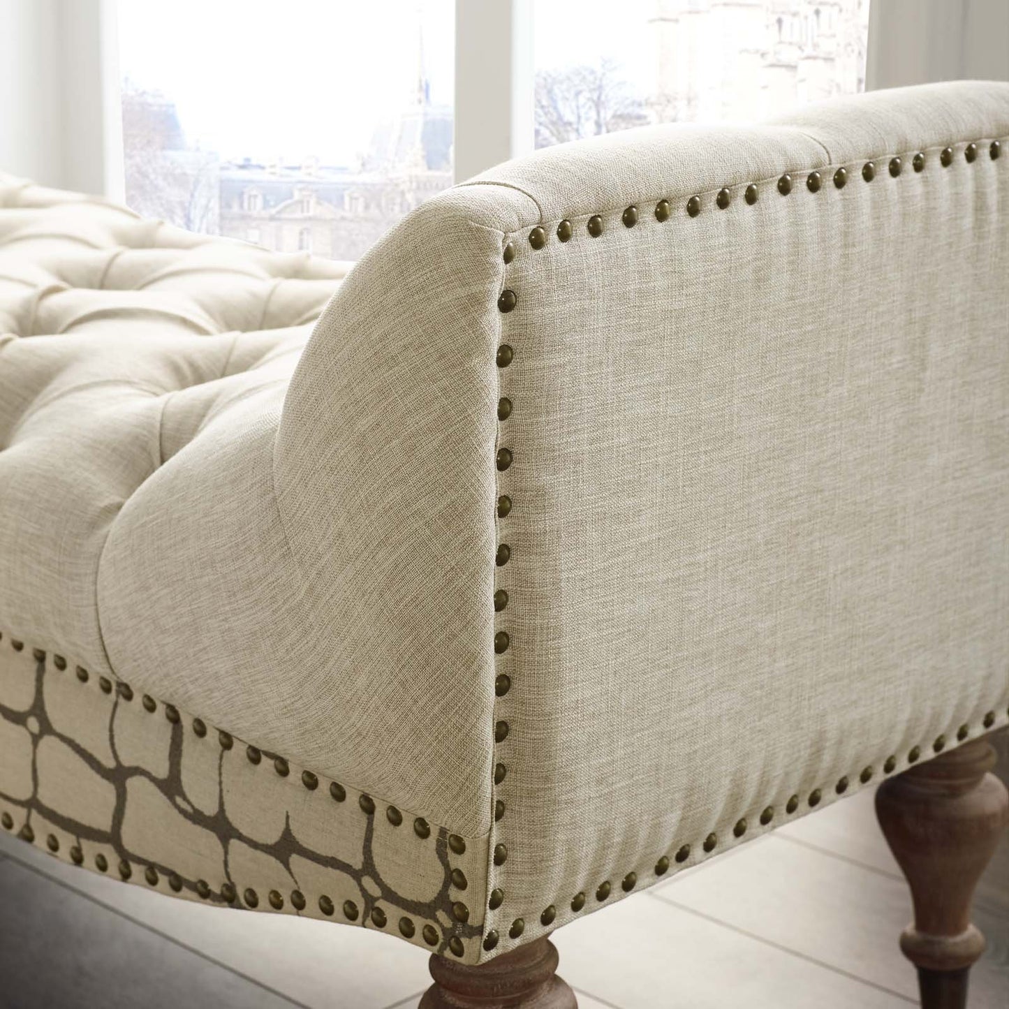 Modway Roland Vintage French Upholstered Fabric Bench