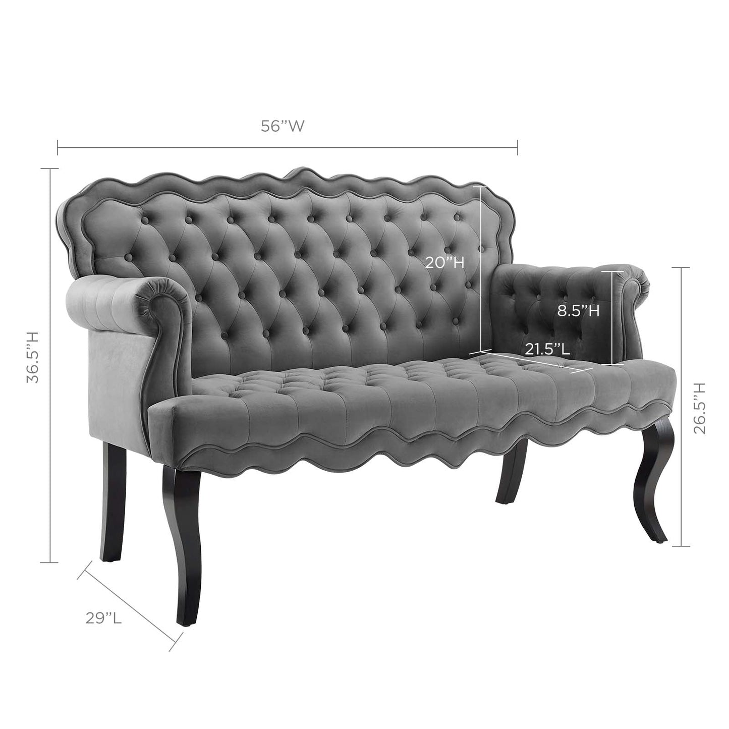 Modway Viola Chesterfield Button Tufted Loveseat Performance Velvet Settee | Loveseats | Modishstore-13