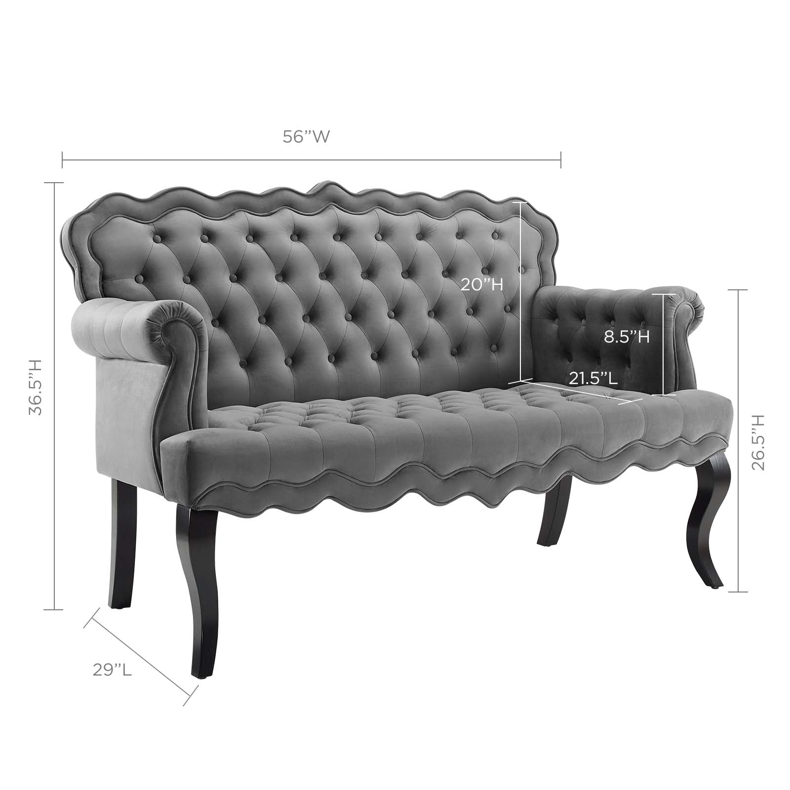 Modway Viola Chesterfield Button Tufted Loveseat Performance Velvet Settee | Loveseats | Modishstore-13