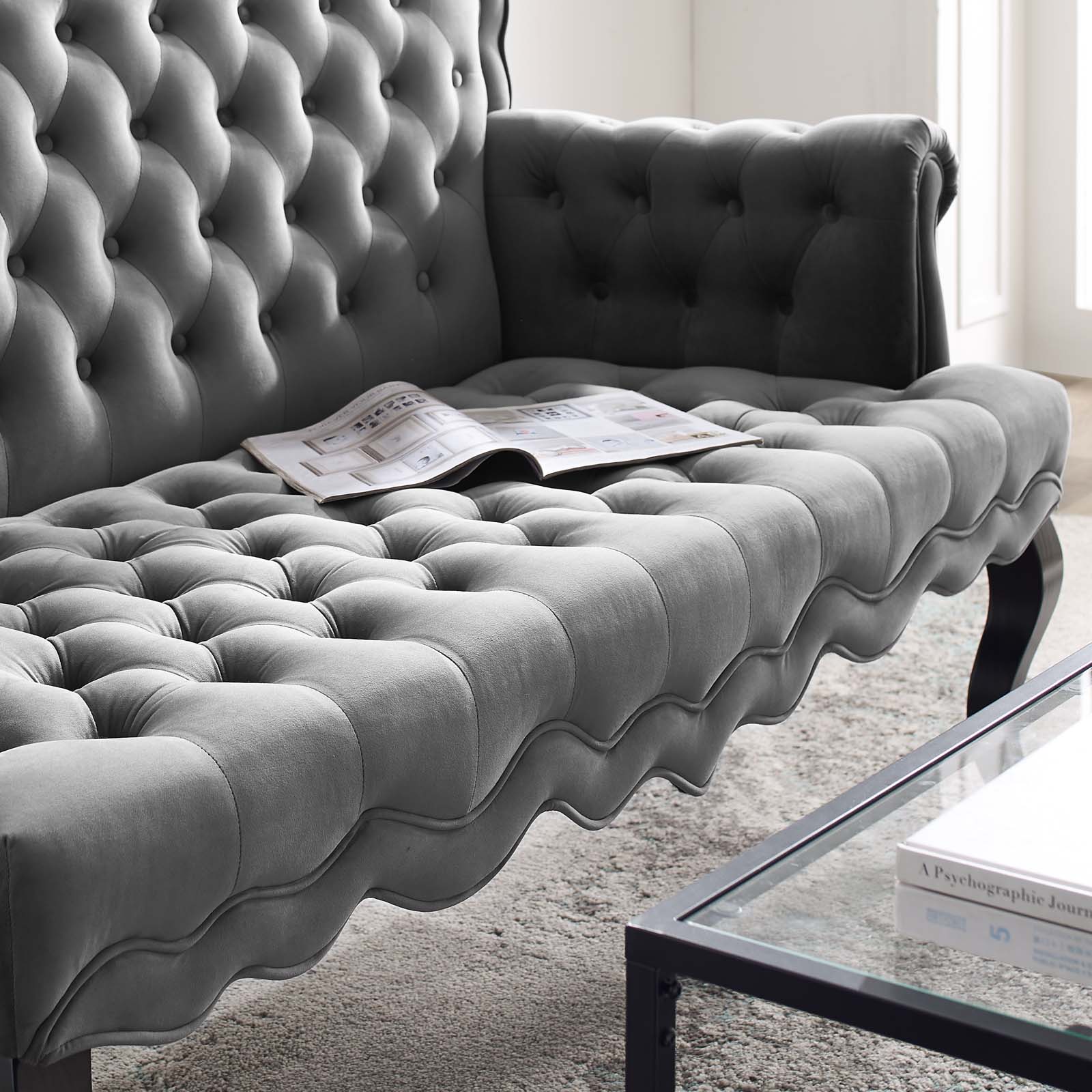 Modway Viola Chesterfield Button Tufted Loveseat Performance Velvet Settee | Loveseats | Modishstore-14