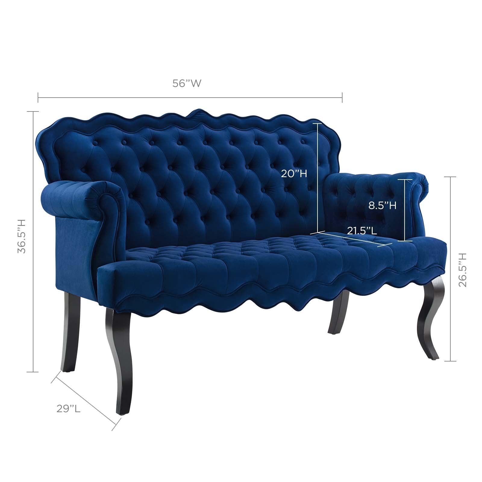 Modway Viola Chesterfield Button Tufted Loveseat Performance Velvet Settee | Loveseats | Modishstore-9