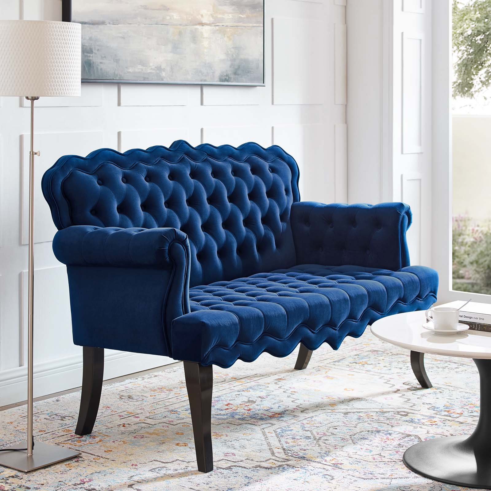 Modway Viola Chesterfield Button Tufted Loveseat Performance Velvet Settee | Loveseats | Modishstore-8