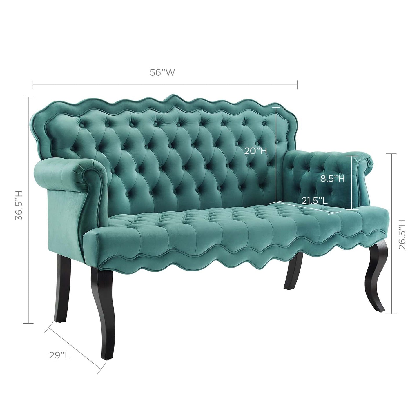 Modway Viola Chesterfield Button Tufted Loveseat Performance Velvet Settee | Loveseats | Modishstore-21