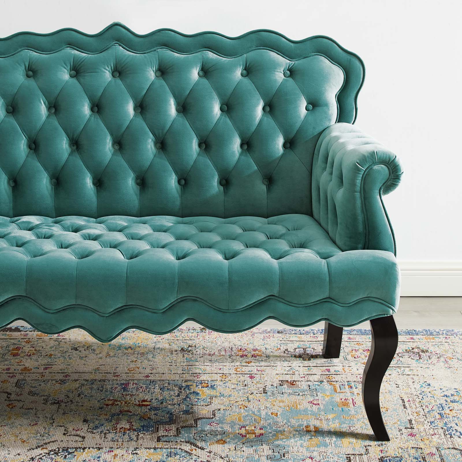 Modway Viola Chesterfield Button Tufted Loveseat Performance Velvet Settee | Loveseats | Modishstore-32