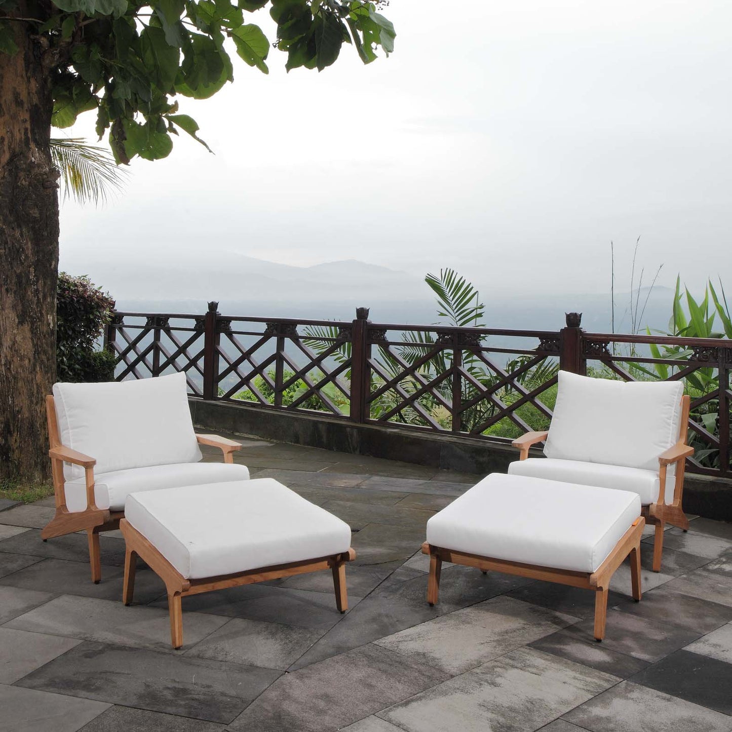 Modway Saratoga 4 Piece Outdoor Patio Teak Set